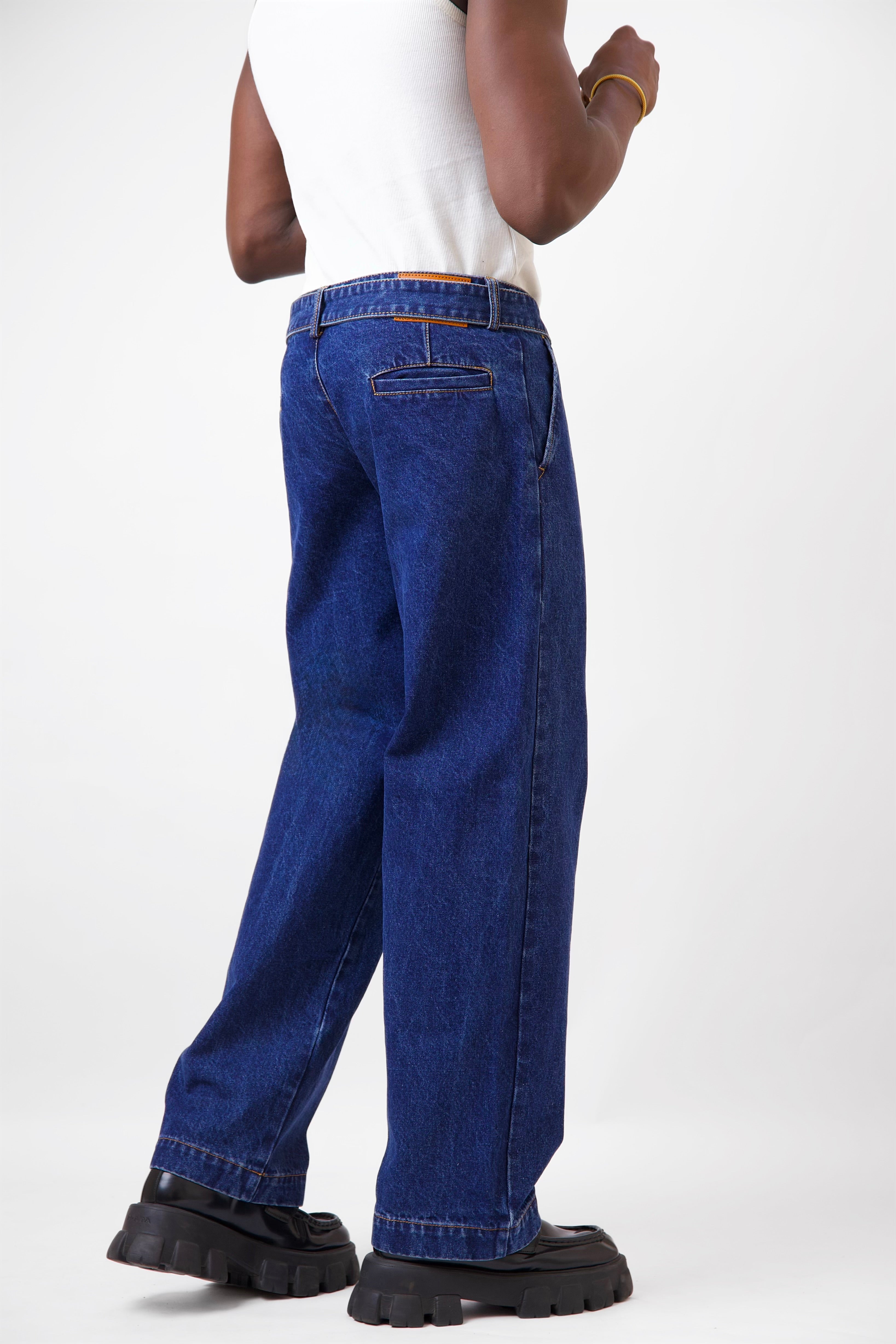 Callie Oxford Tailored Baggy Denim Trouser With Belt-7