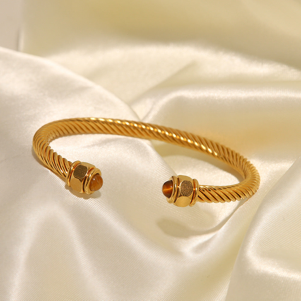 Calla 18K Titanium Stainless Steel Bracelet - Brown Orb