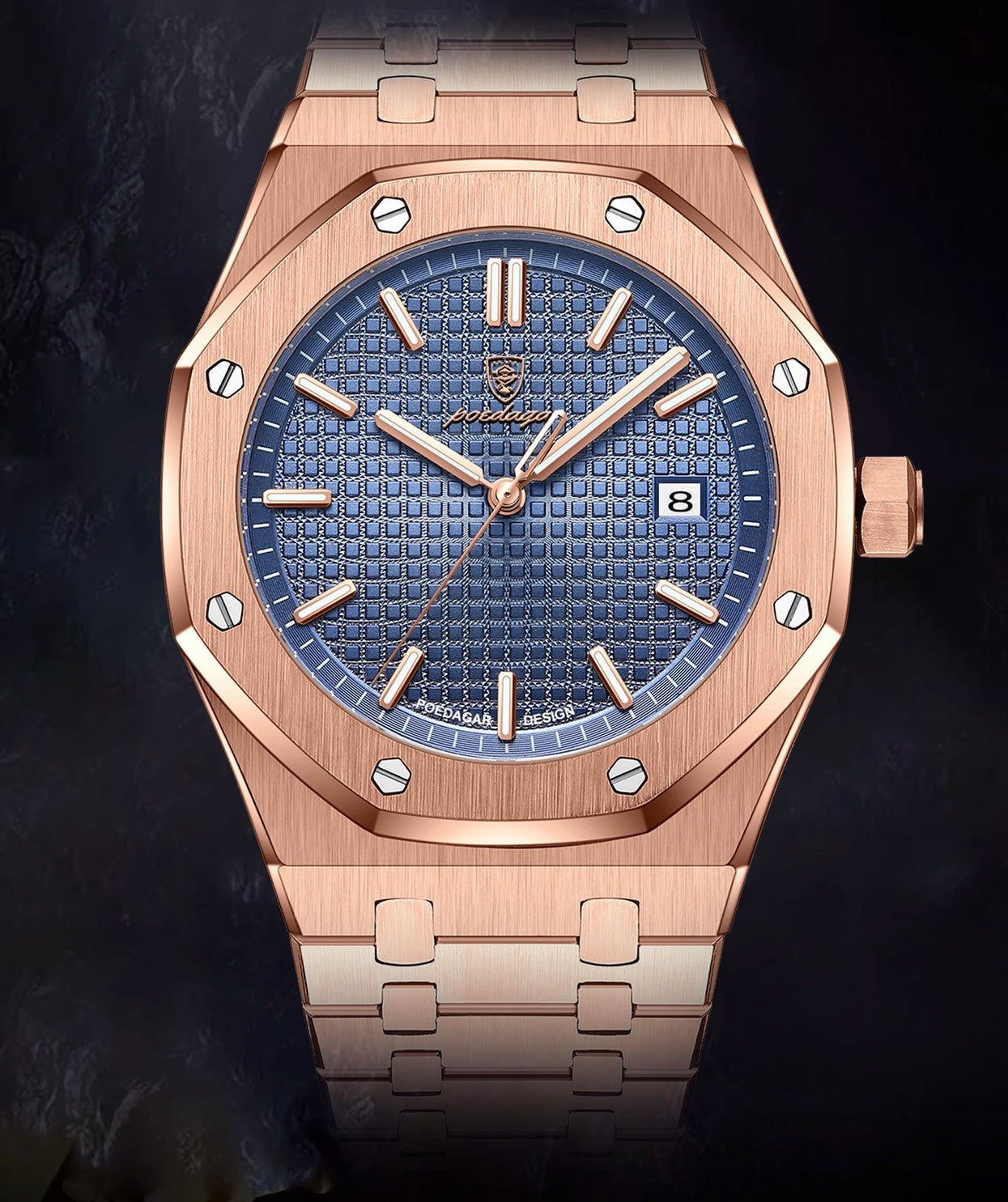 Adeline Stainless Wristwatch - Rose Gold/Blue-13