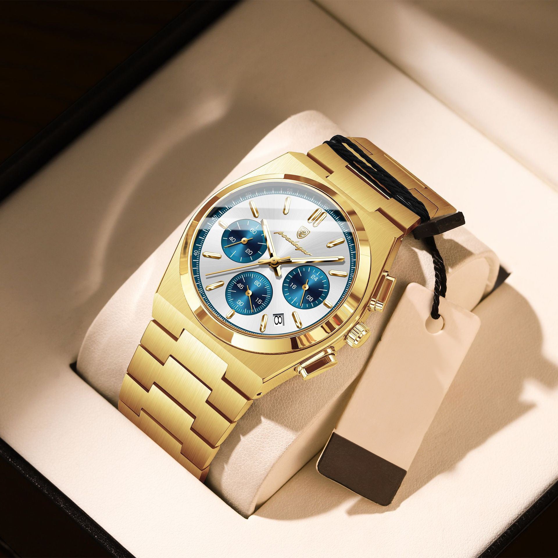 Anthony 2.0 Chronograph Stainless Wristwatch - Gold/Silver/Blue