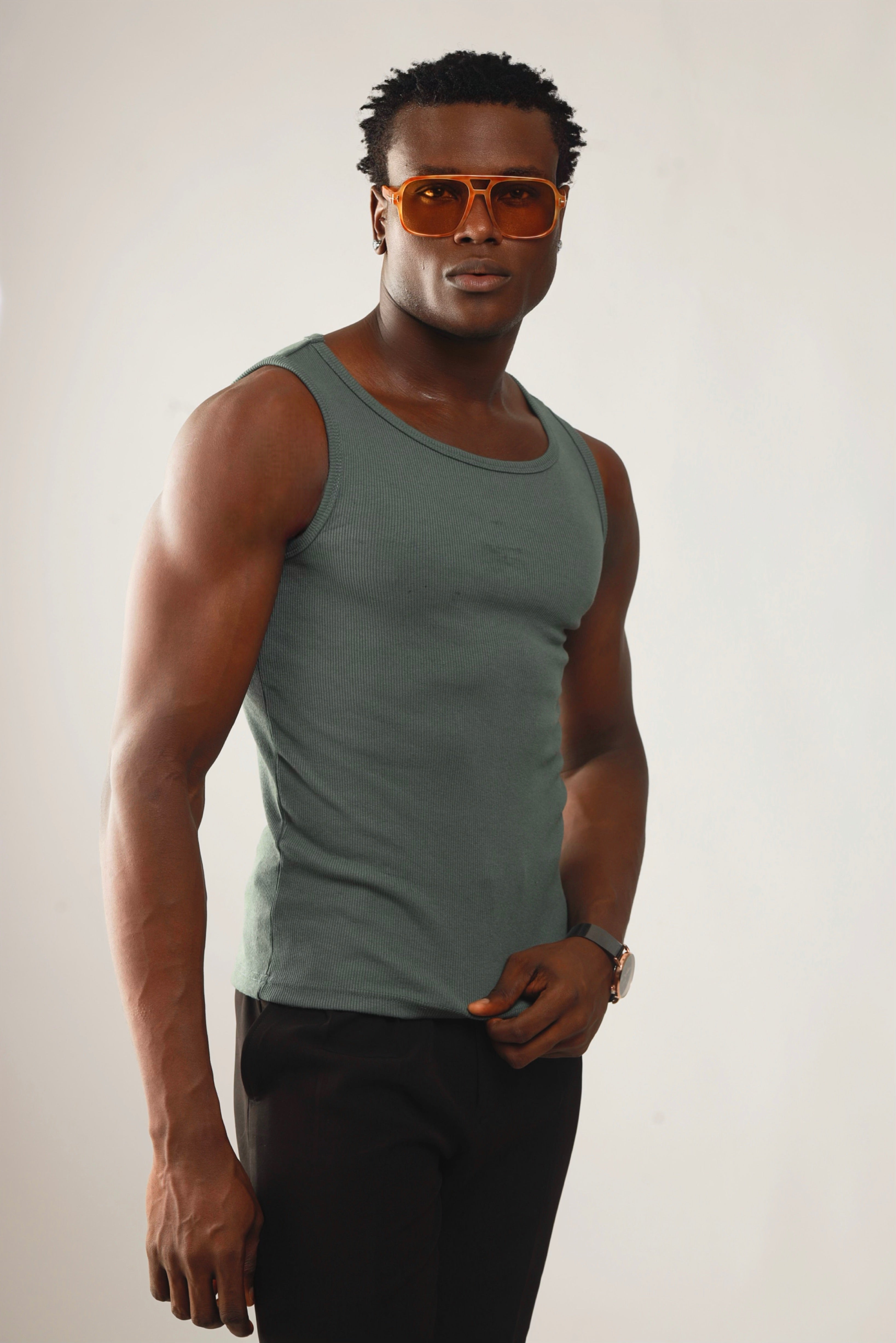 Calix Breathable Compression Tank Top (460G)(Premium Quality) - Xanadu Green-10