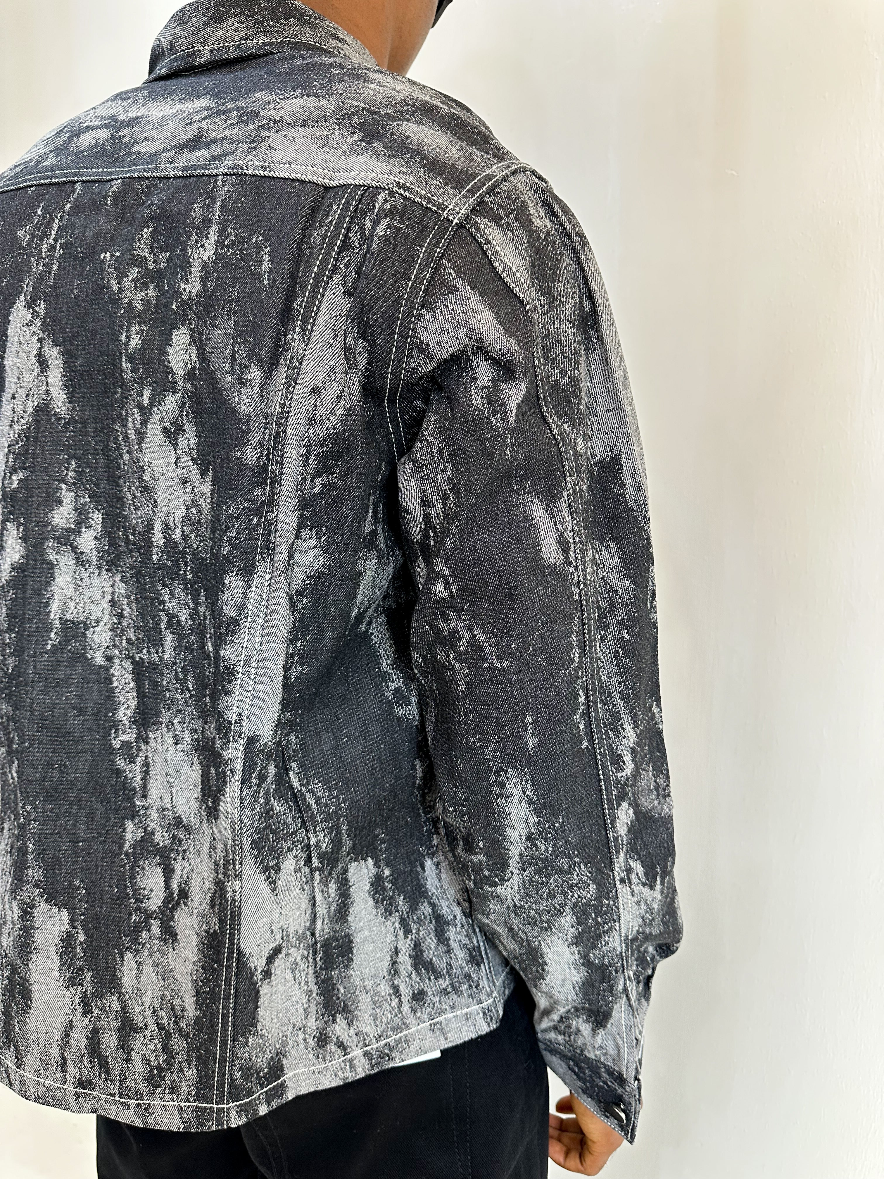 Callie Jacquard Denim Shacket - Black