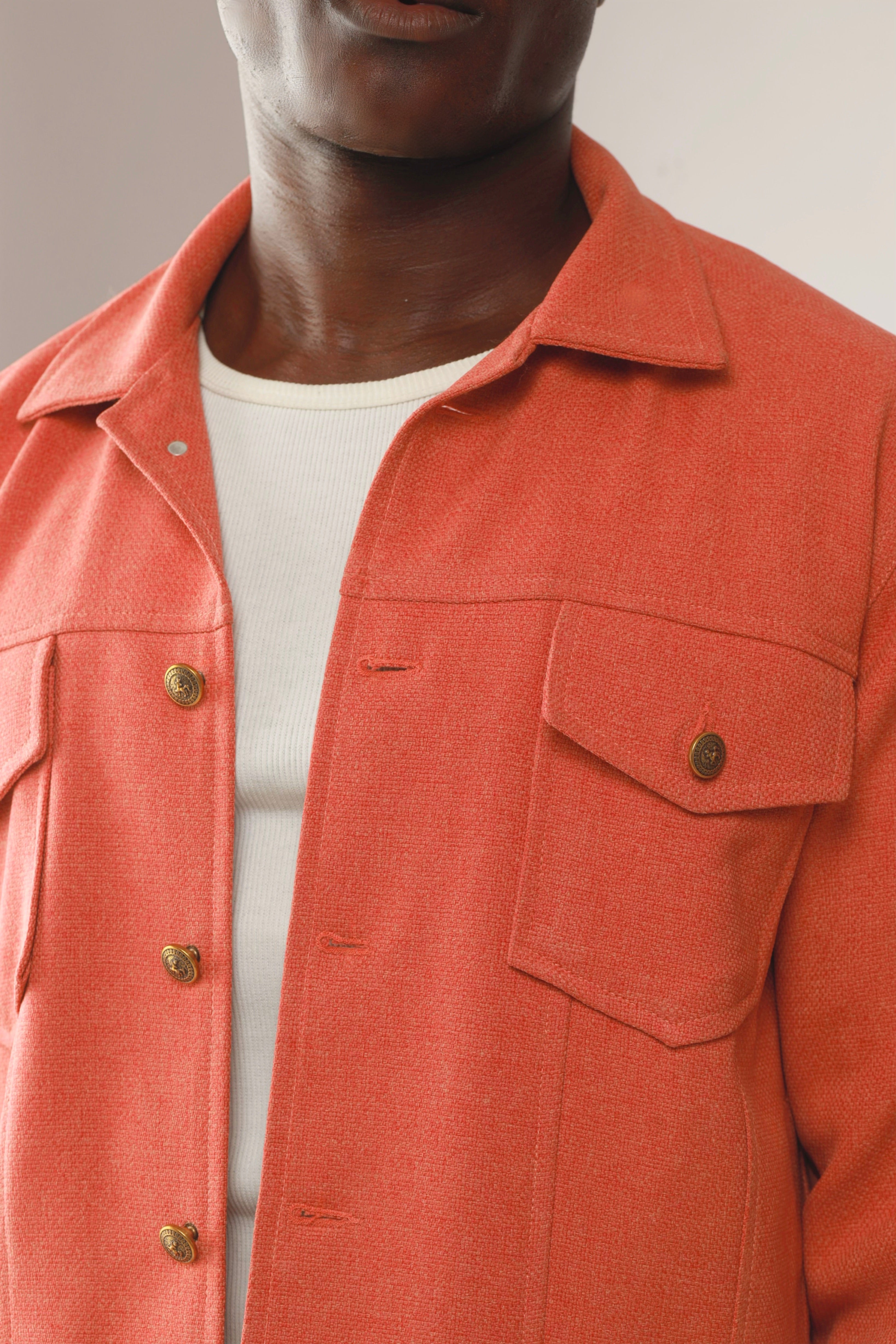 Cali Luxe Textured Tweed Utility Jacket - Muted Peach-9