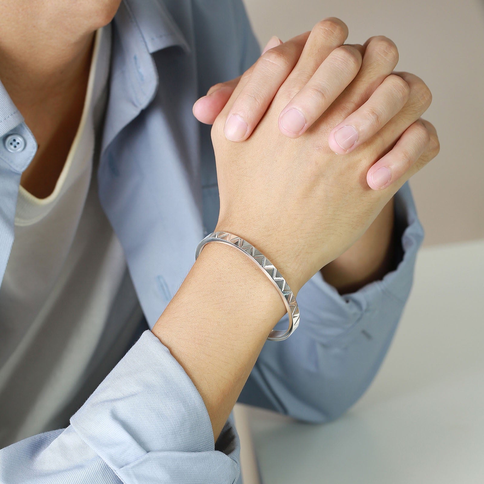 Cairo Wave Titanium Steel Bracelet - Silver