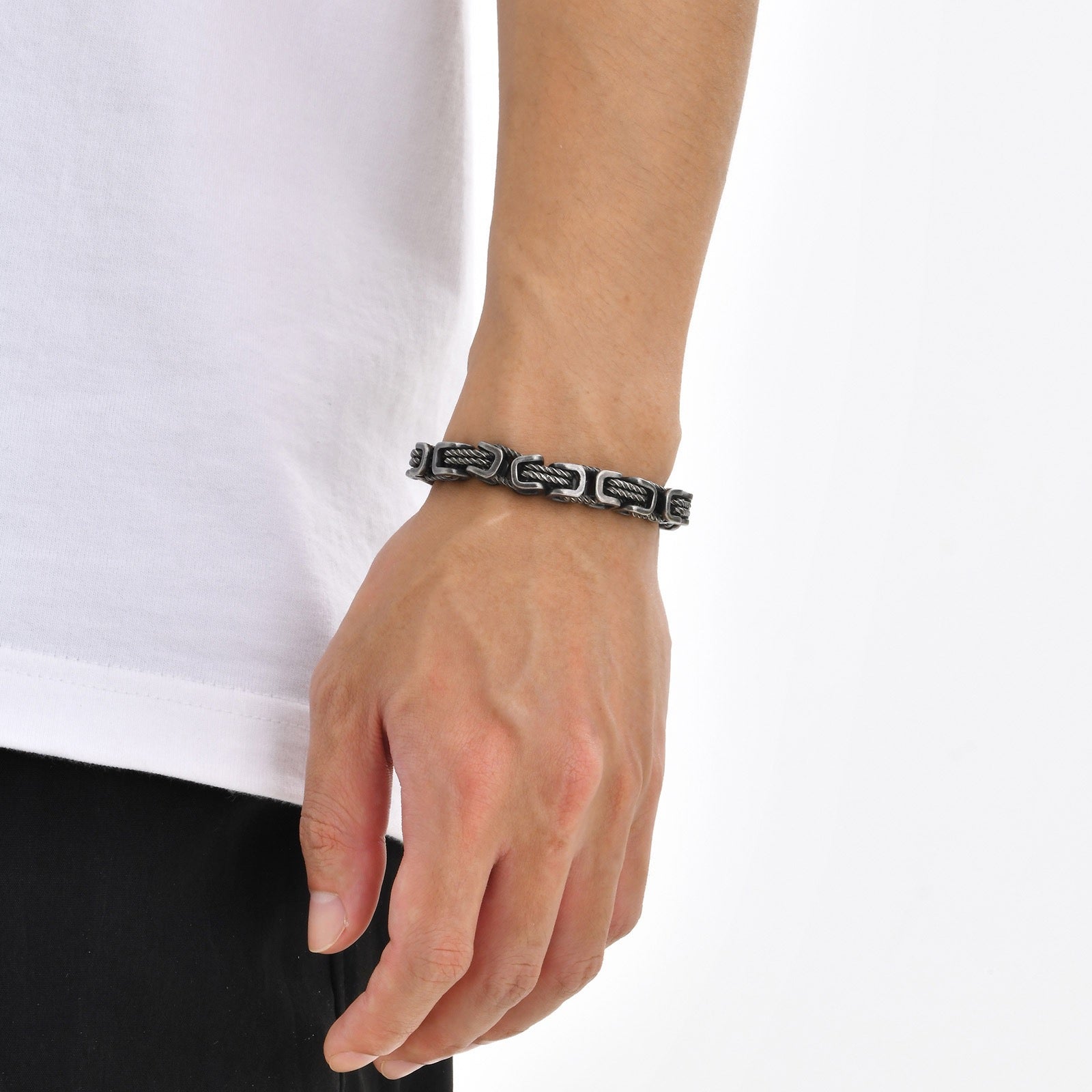 Calida Titanium Steel Link Bracelet - Silver-13