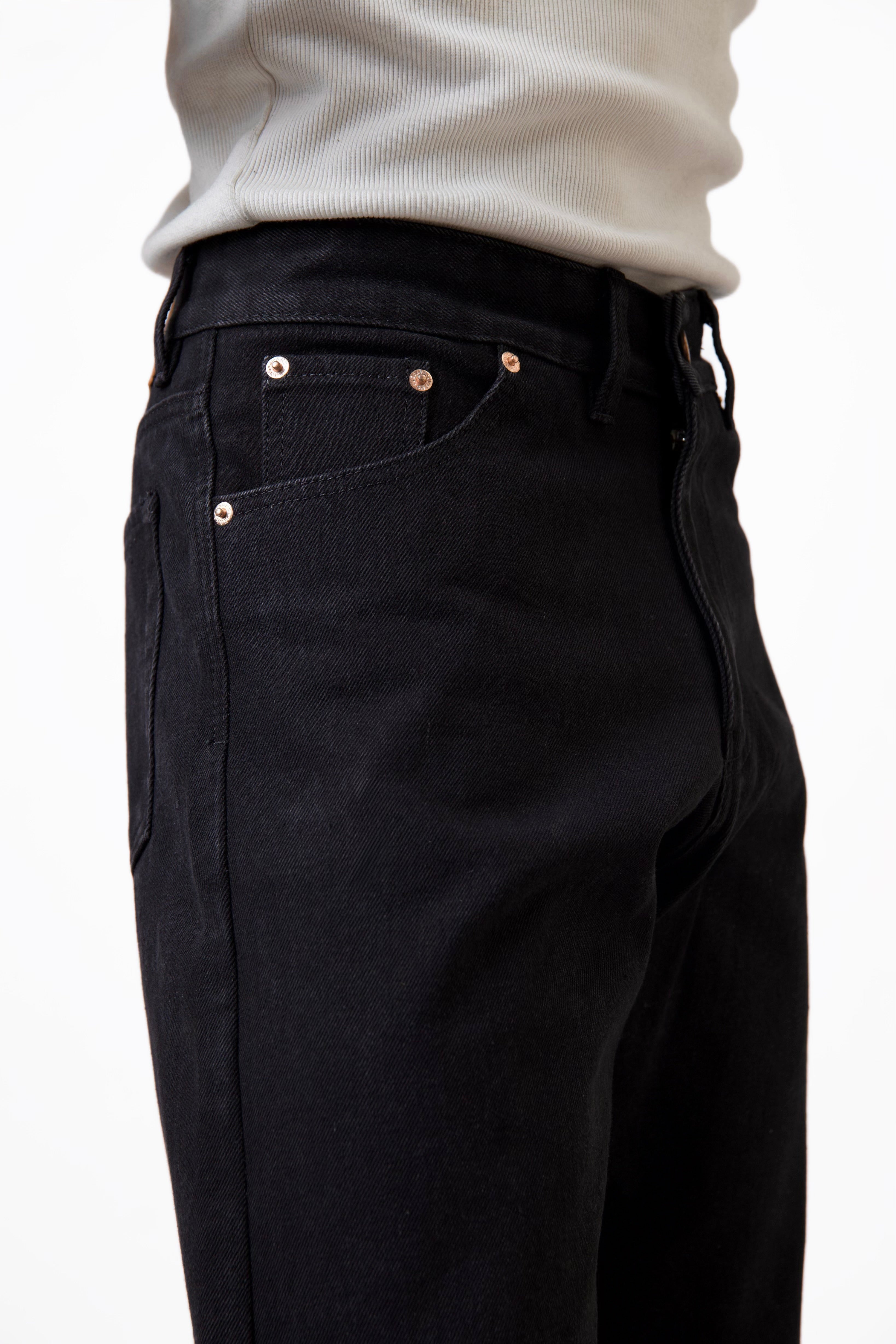Cai Relaxed Straight Cut Jeans - Washed Black-7