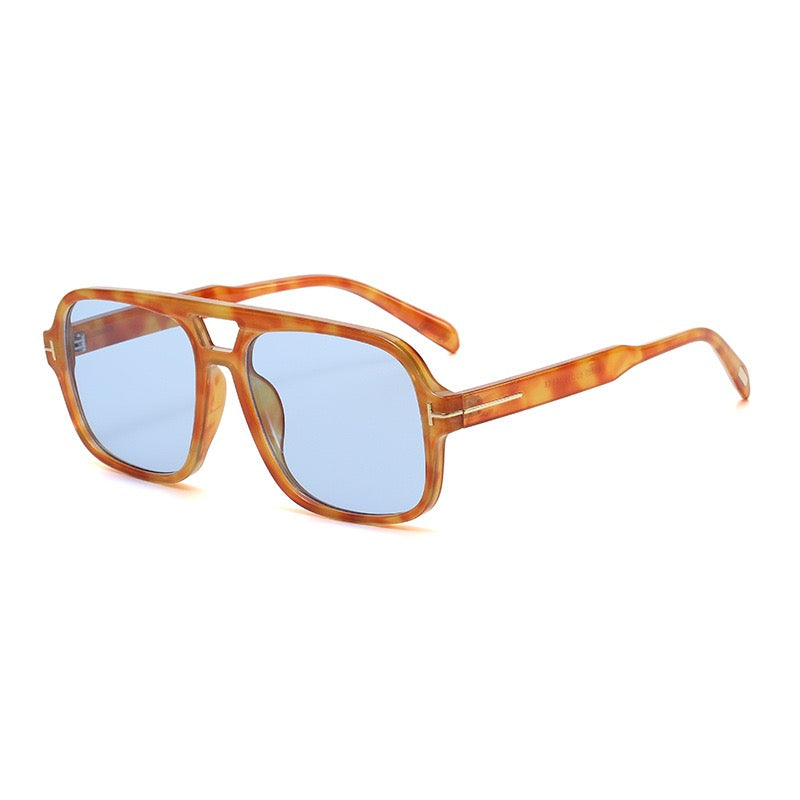 Amari Unisex Glasses - Brown Hawksbill/Blue