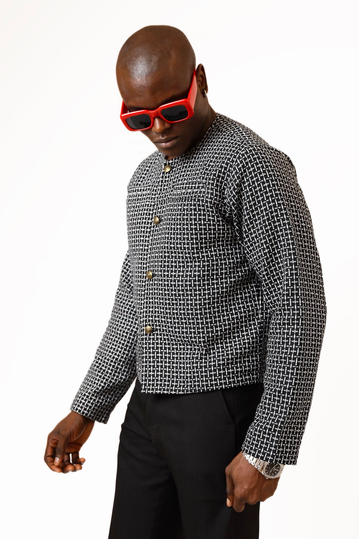 Casey Luxe Tweed Jacket - Black-4