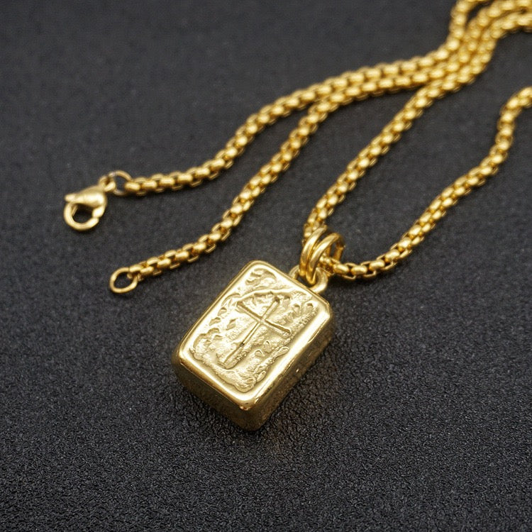 Ace Embed Cross Necklace - Gold
