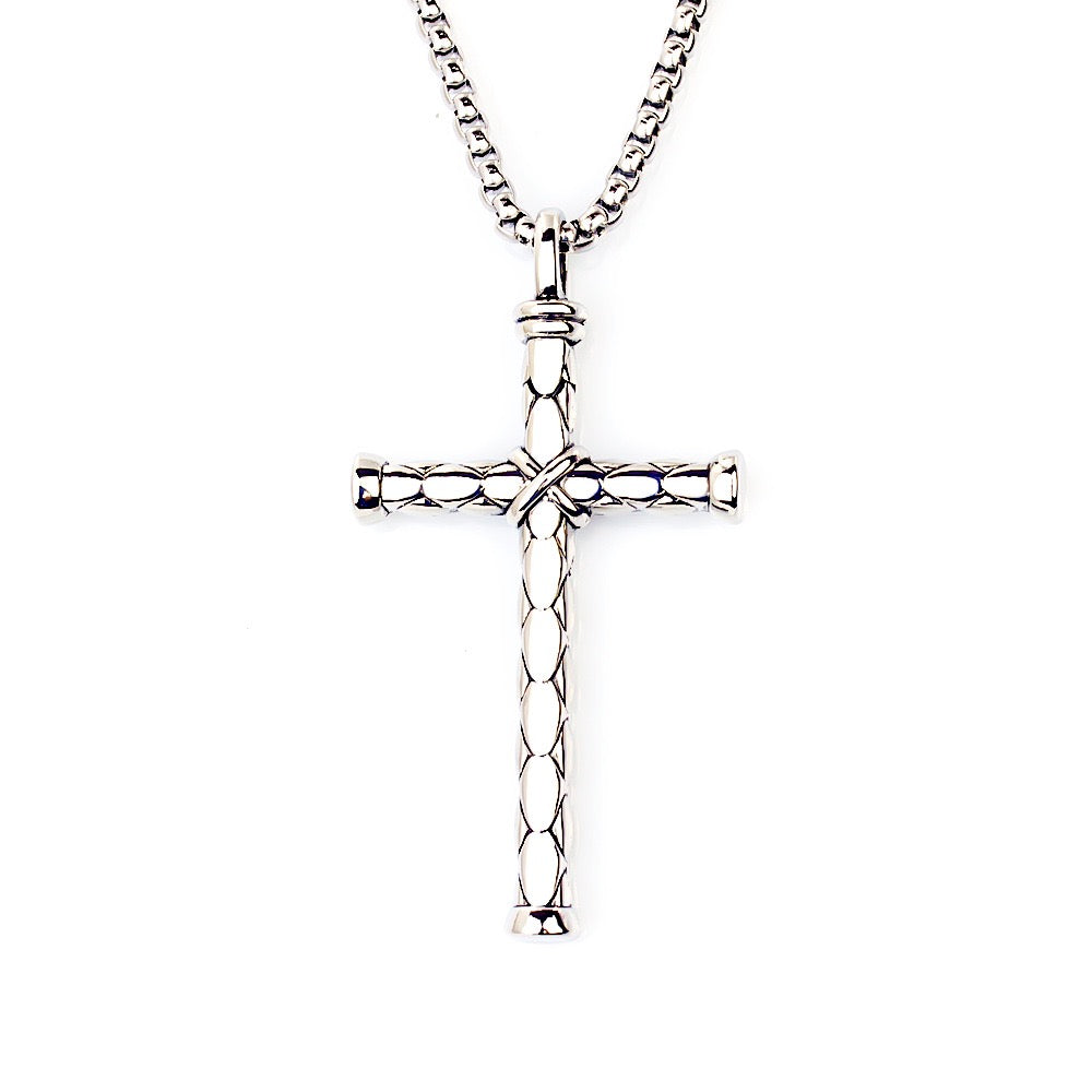 Axel Cross Titanium Steel Necklace - Silver