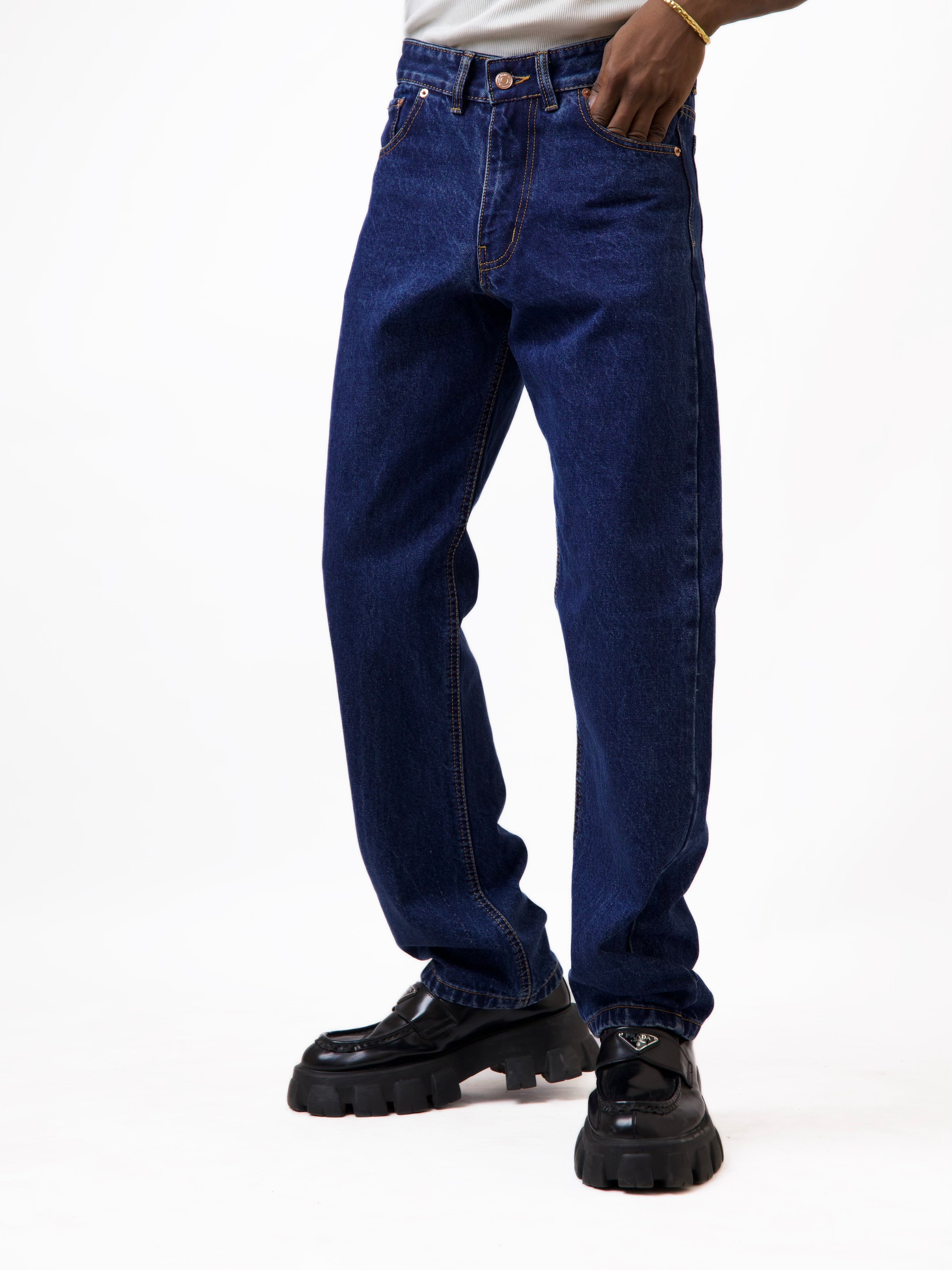 Cai Relaxed Straight Cut Jeans - Dark Wash