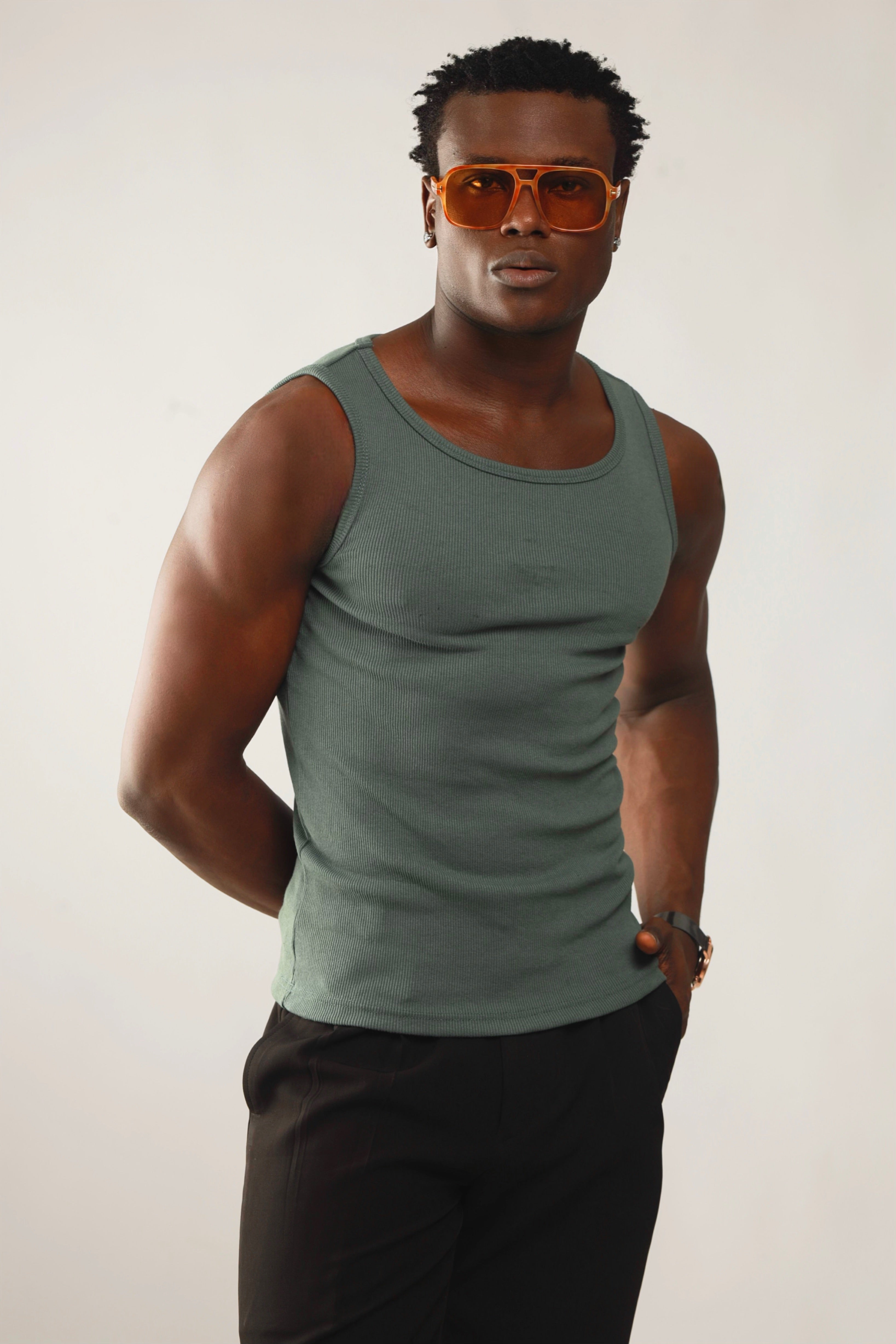Calix Breathable Compression Tank Top (460G)(Premium Quality) - Xanadu Green-4