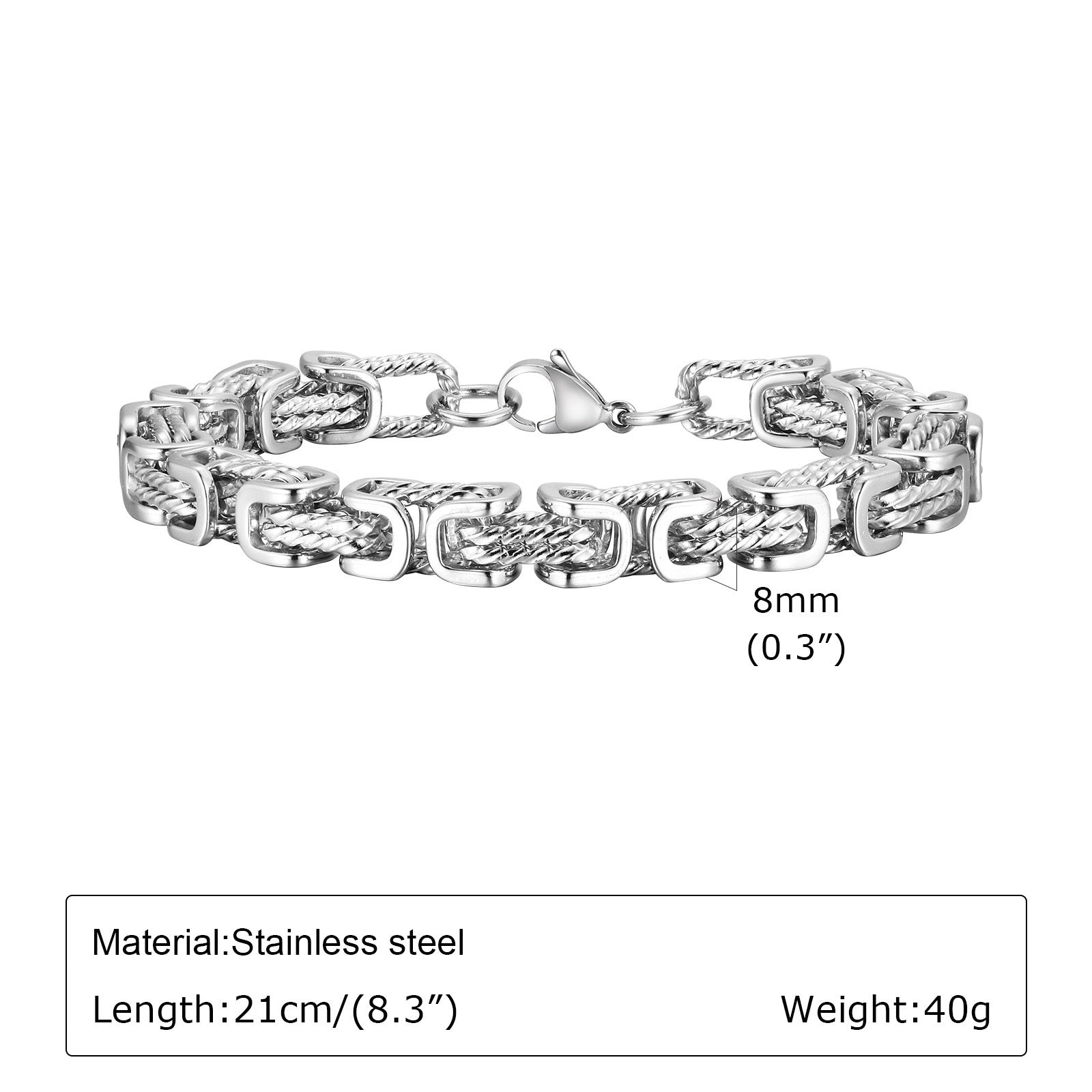 Calida Titanium Steel Link Bracelet - Silver