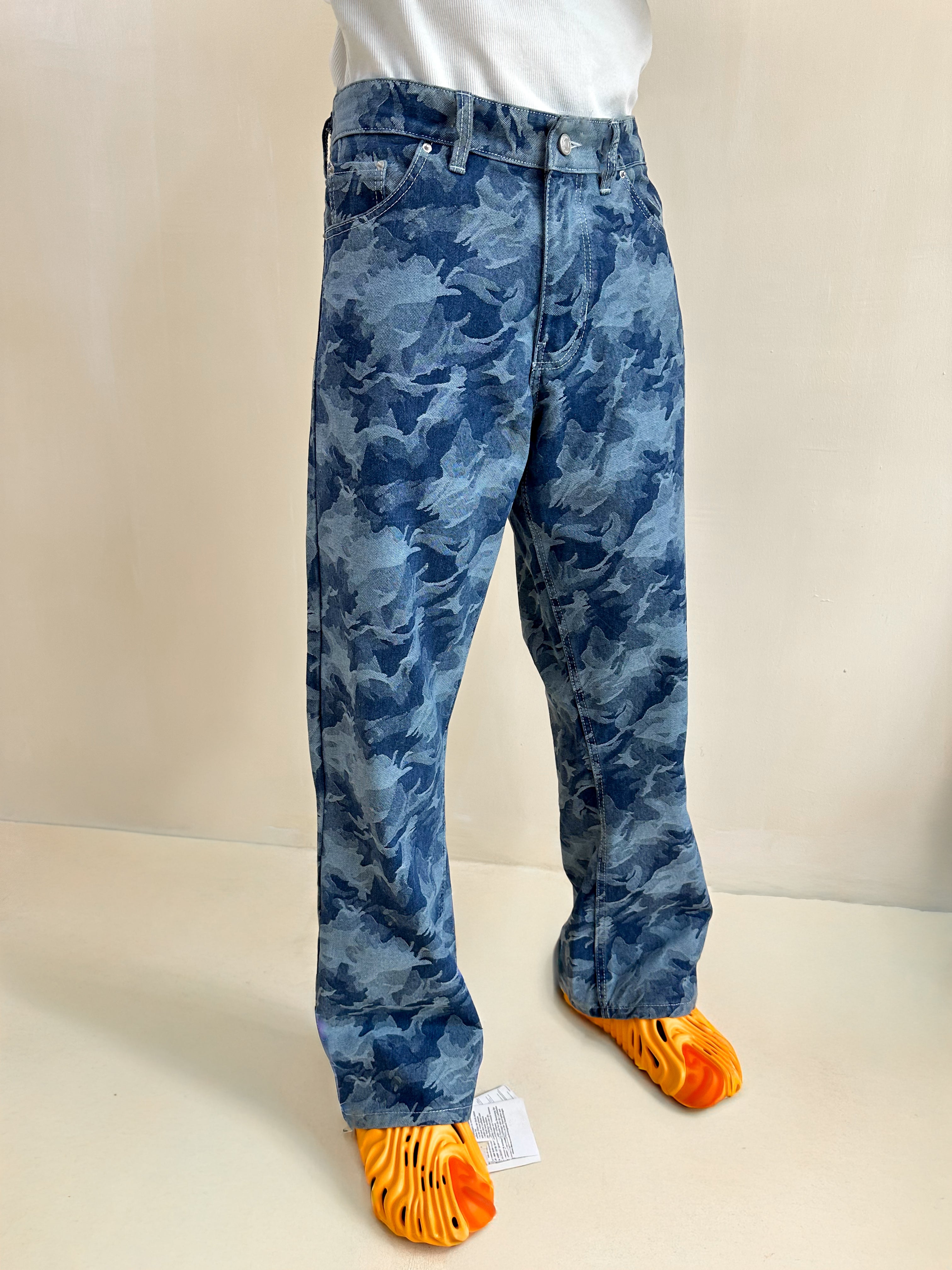 Casper Jacquard Relaxed Baggy Flared Jeans-5