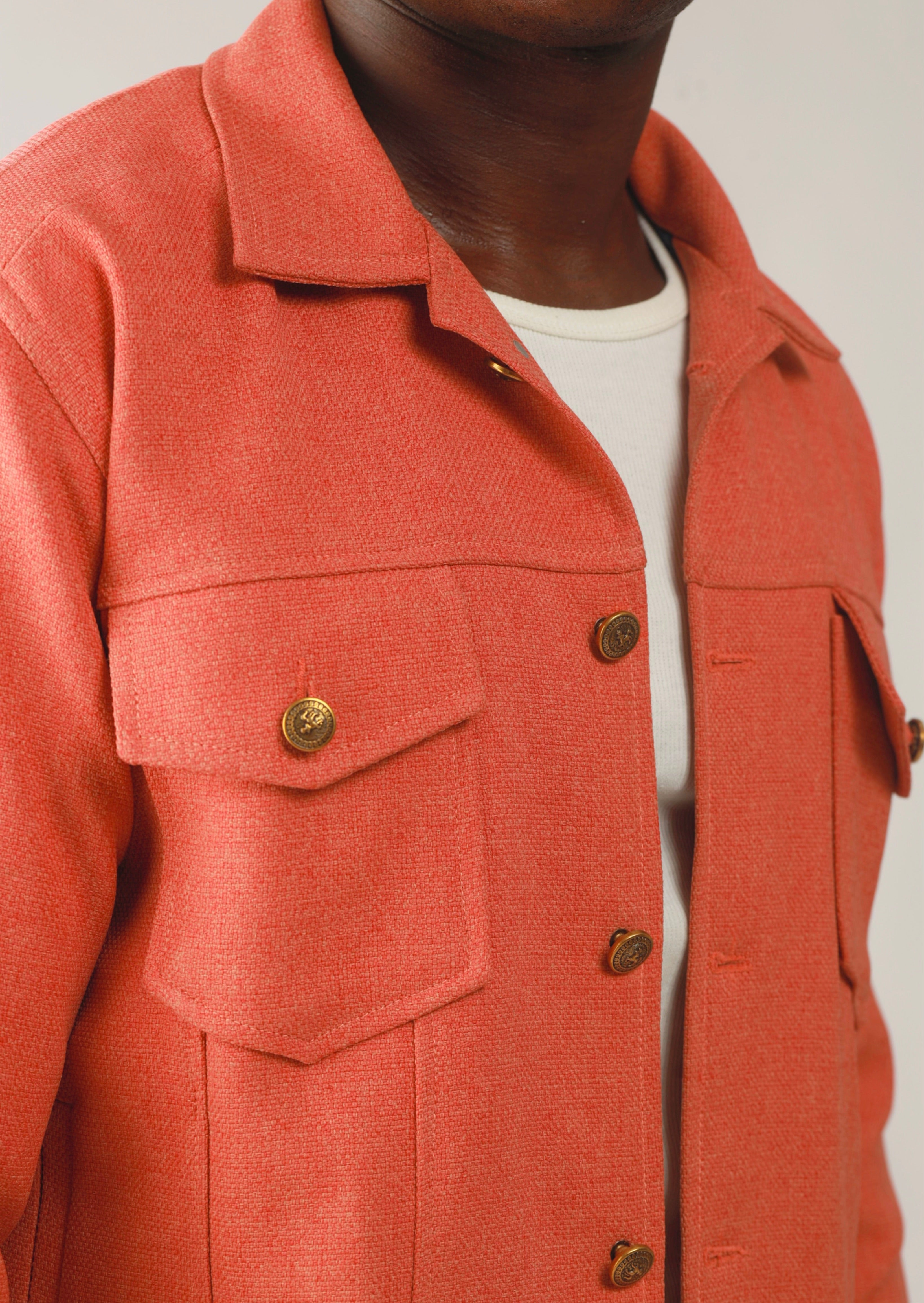 Cali Luxe Textured Tweed Utility Jacket - Muted Peach