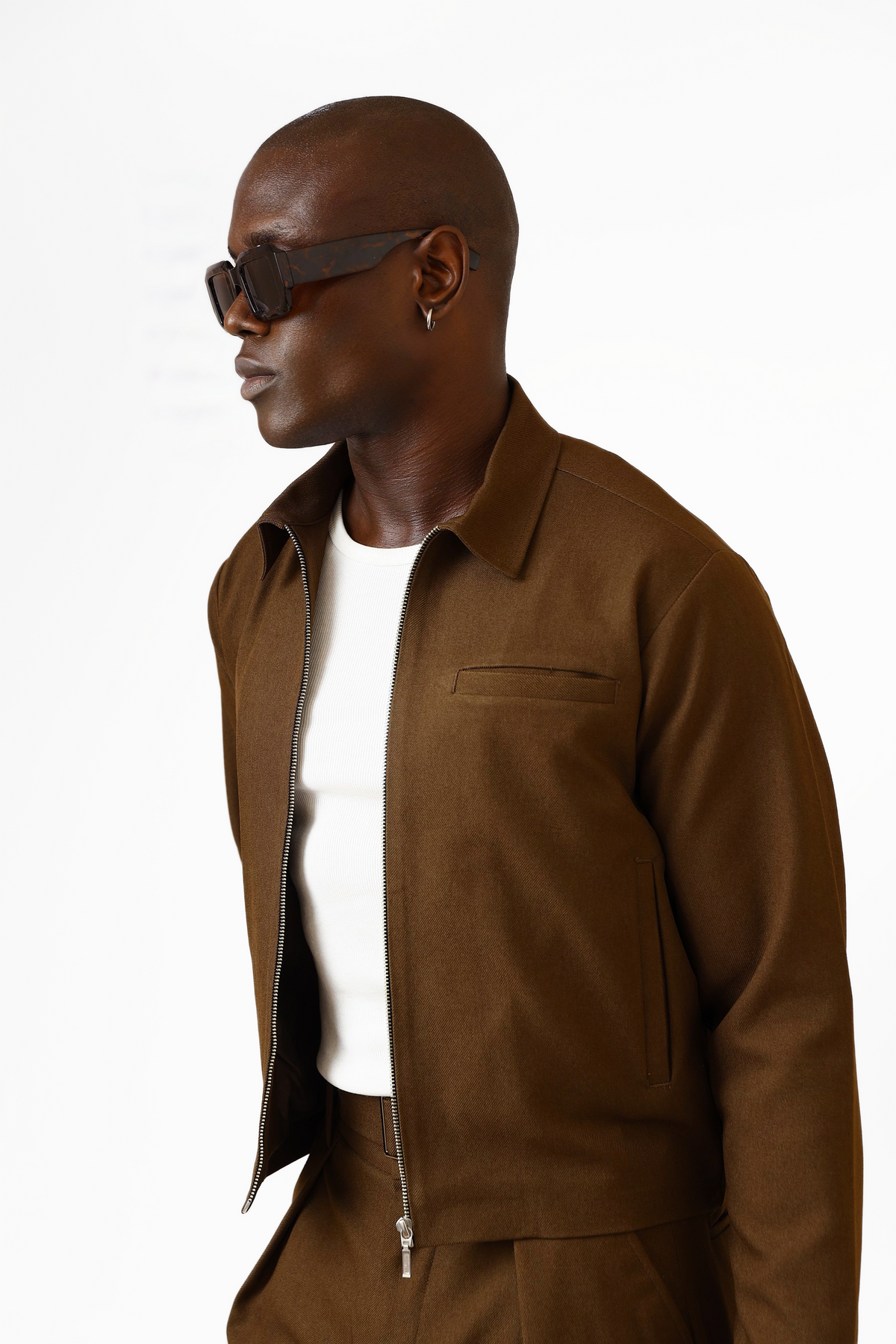 Casey Crop Zipper Jacket - Mocha Brown-3