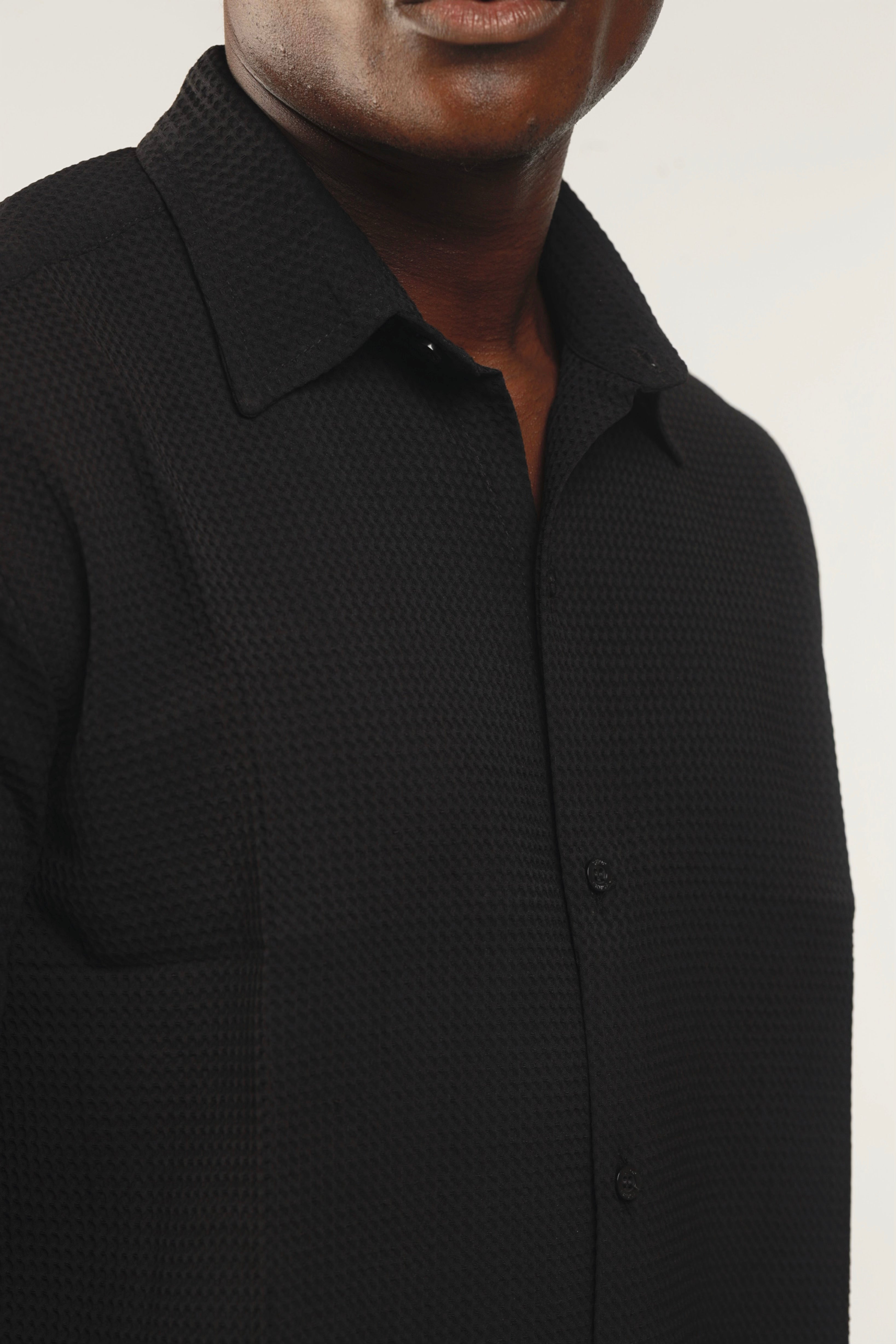 Calida Resort Waffle Print Oxford Shirt - Black