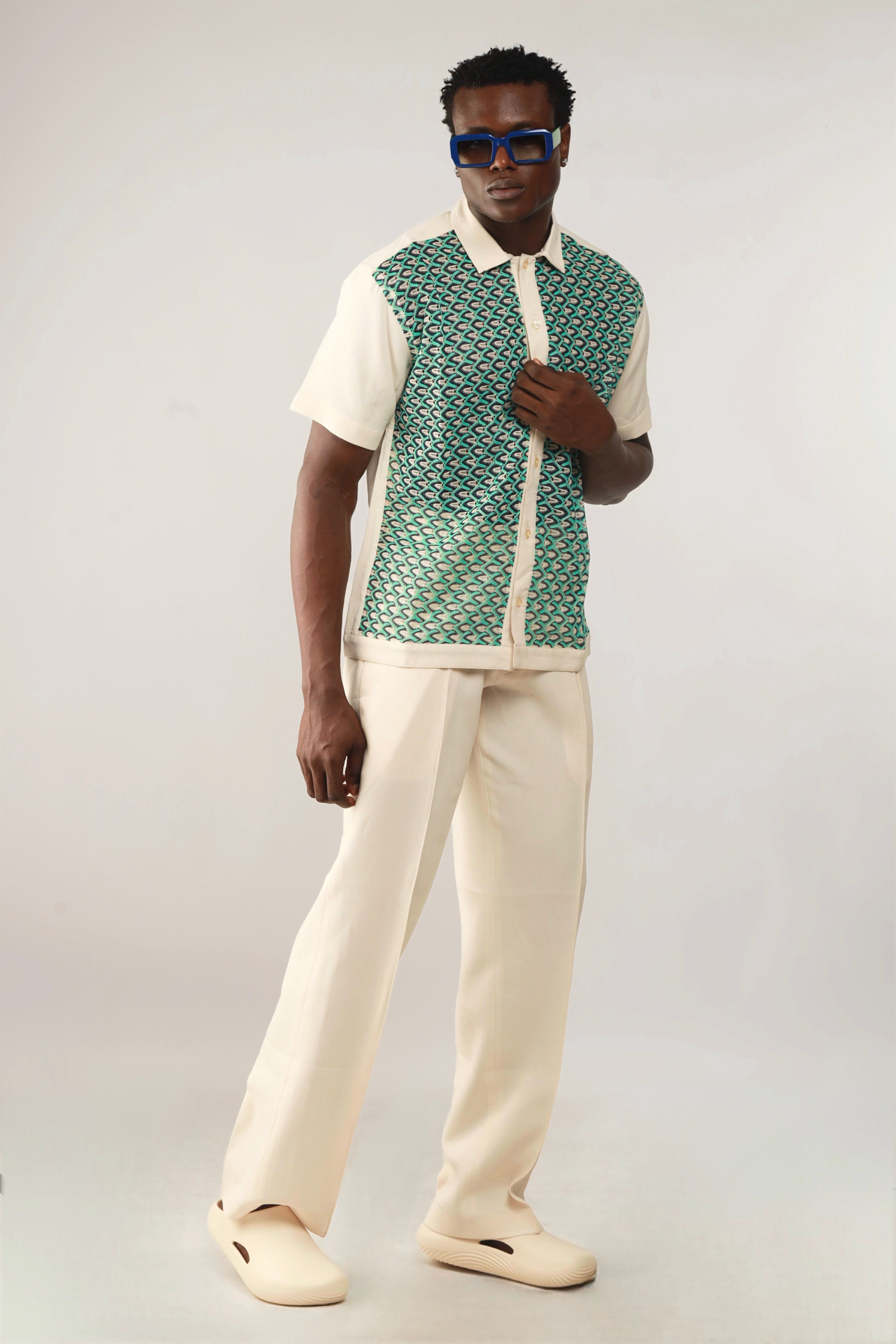 Cleo Pintuck Forward Pleats Baggy Trouser - Oatmeal