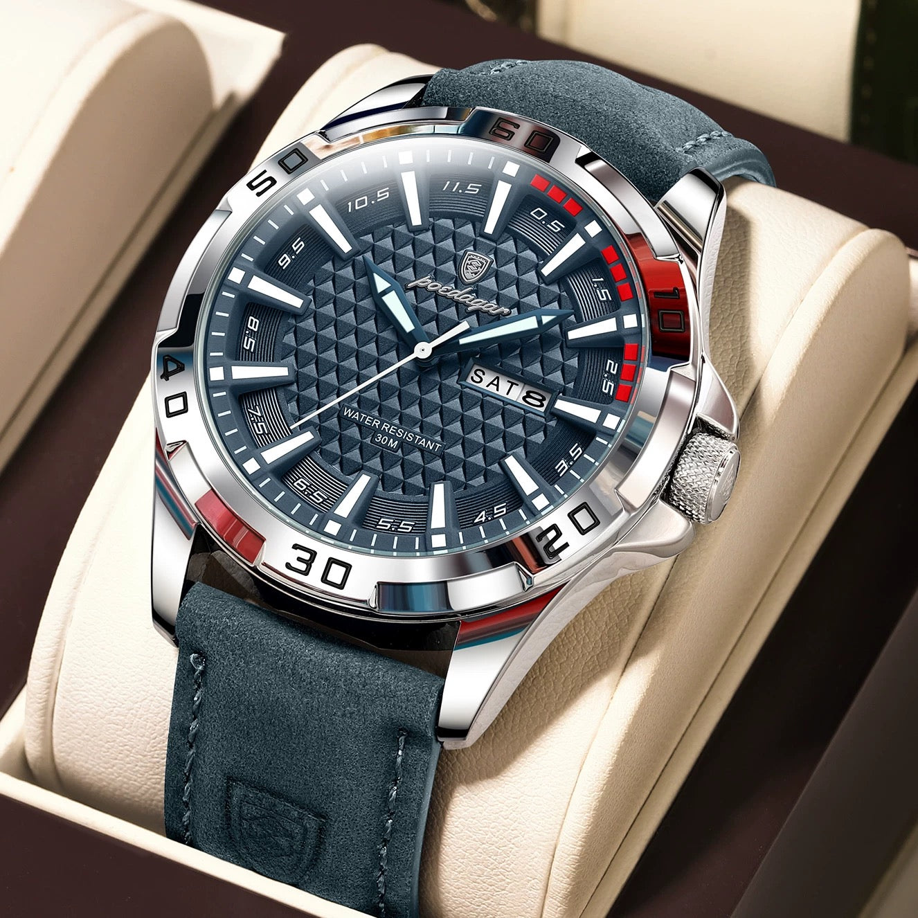 Andrea Leather Strap Wristwatch - Blue