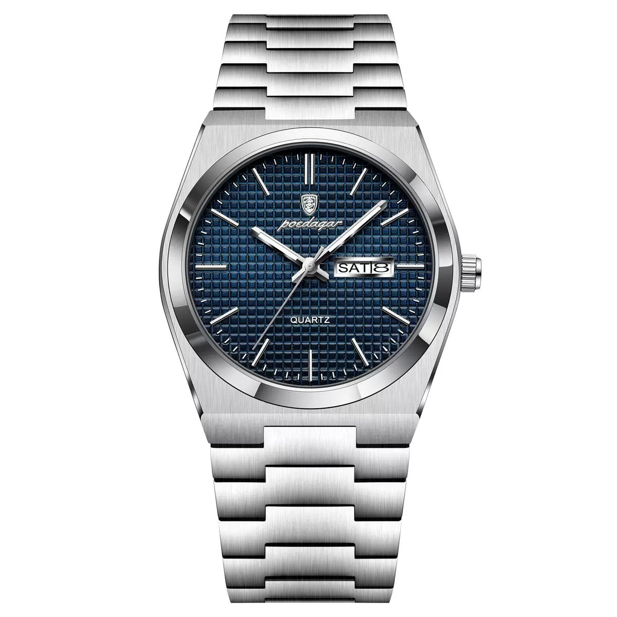 Alexis 2.0 Textured Dial Stainless Wristwatch - Silver/Blue