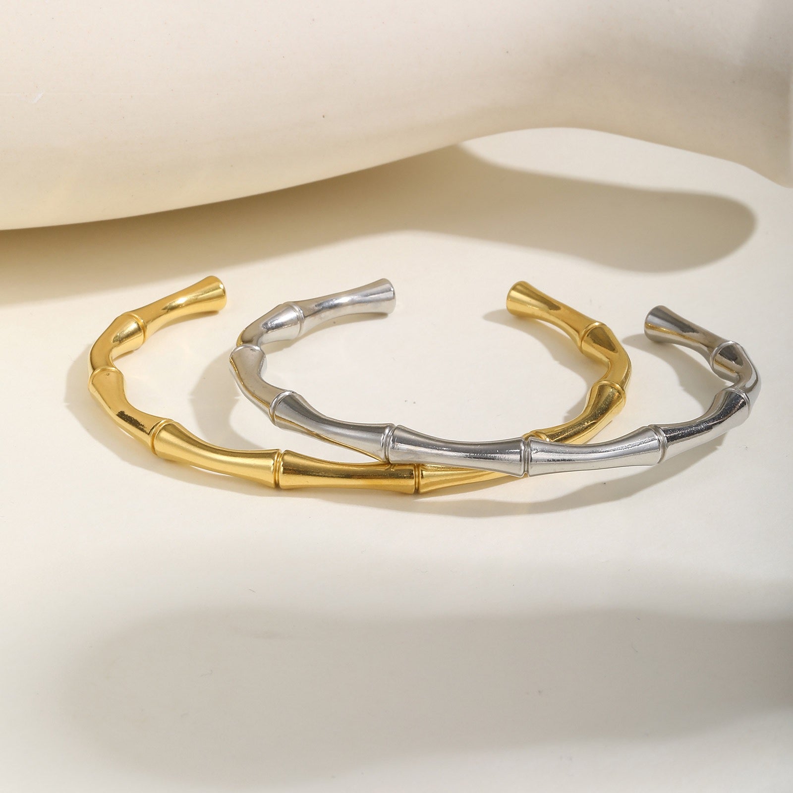 Cai Bamboo Titanium Steel Bracelet - Silver-5