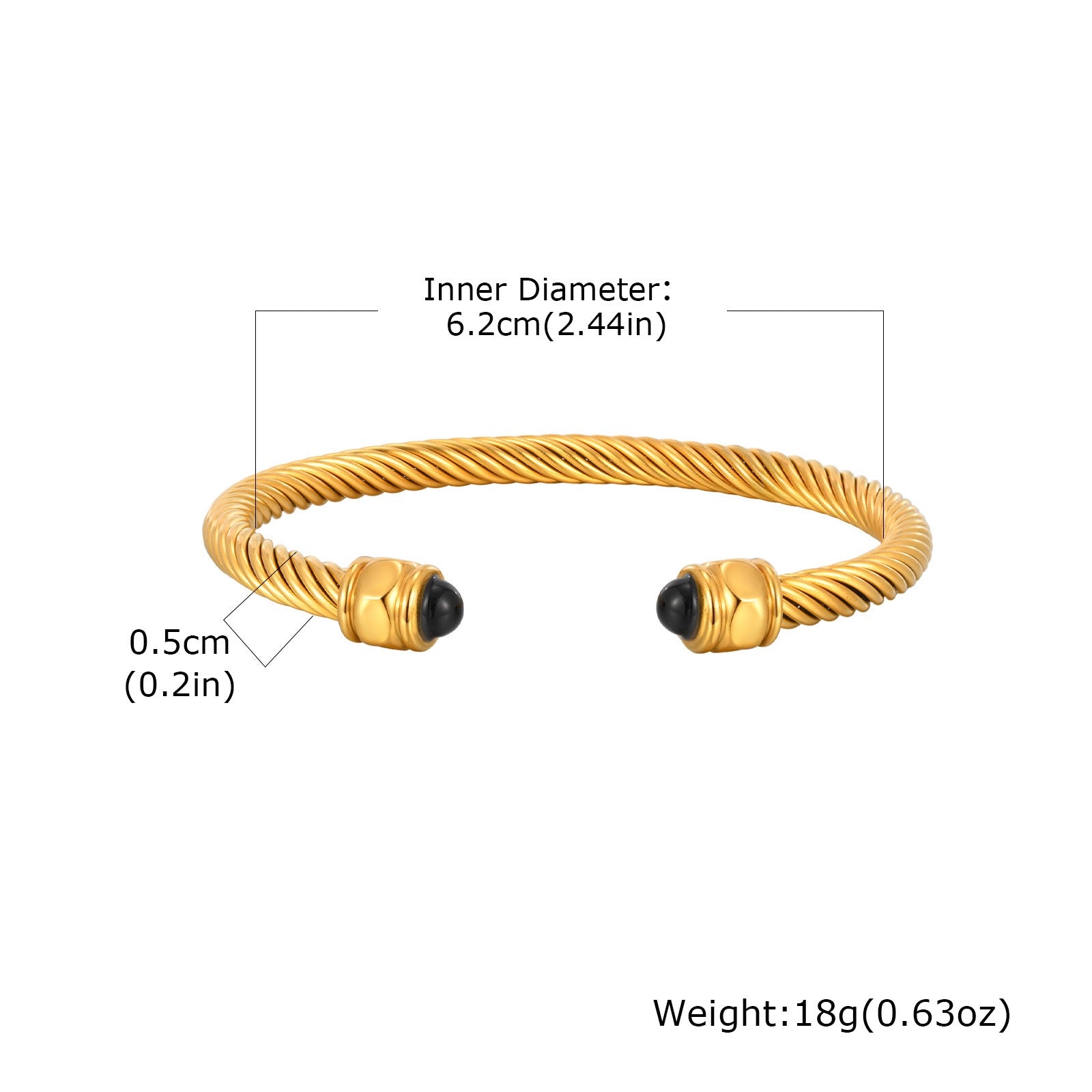 Calla 18K Titanium Stainless Steel Bracelet - Black Orb-17