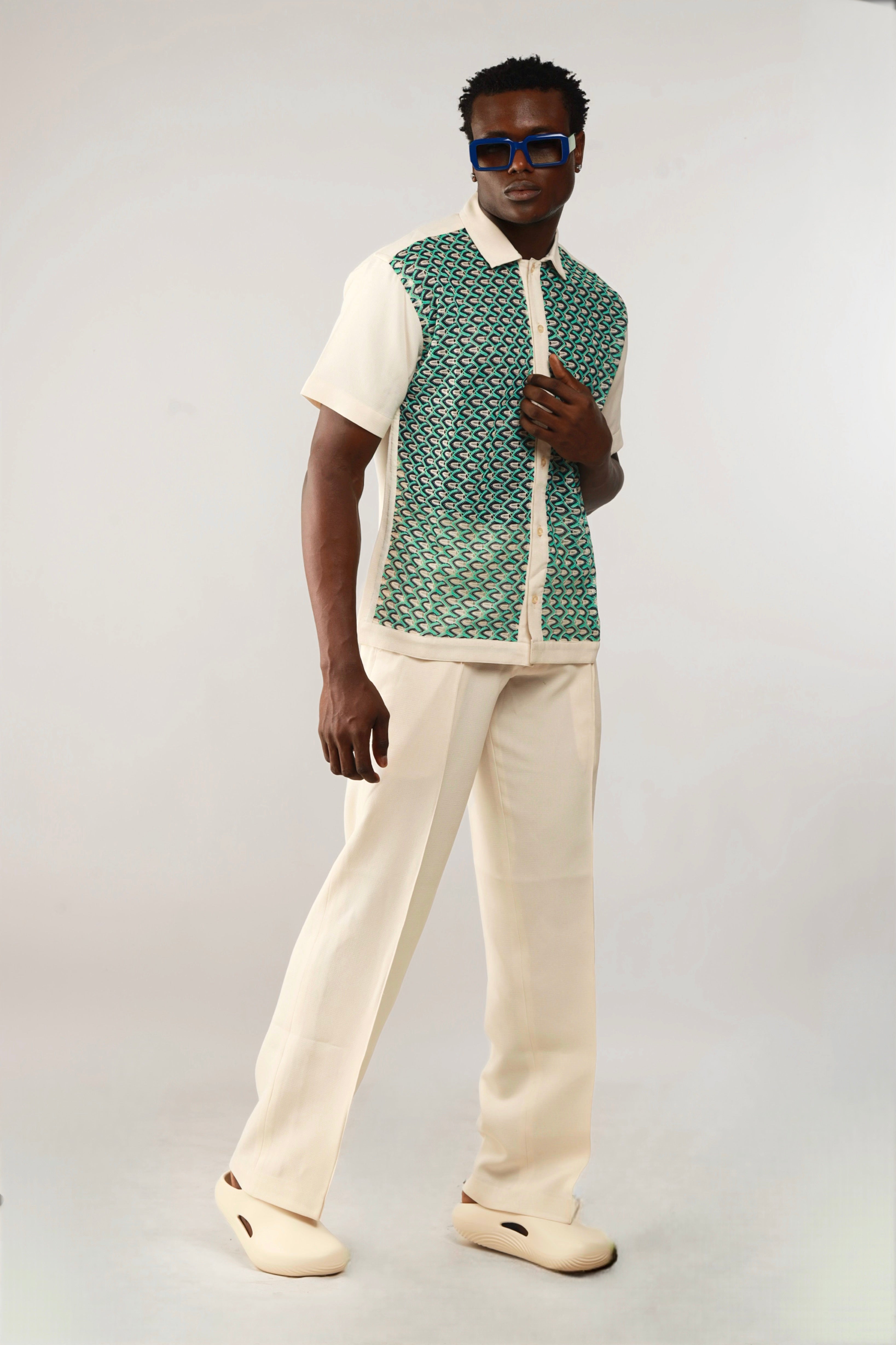 Cleo Pintuck Forward Pleats Baggy Trouser - Oatmeal