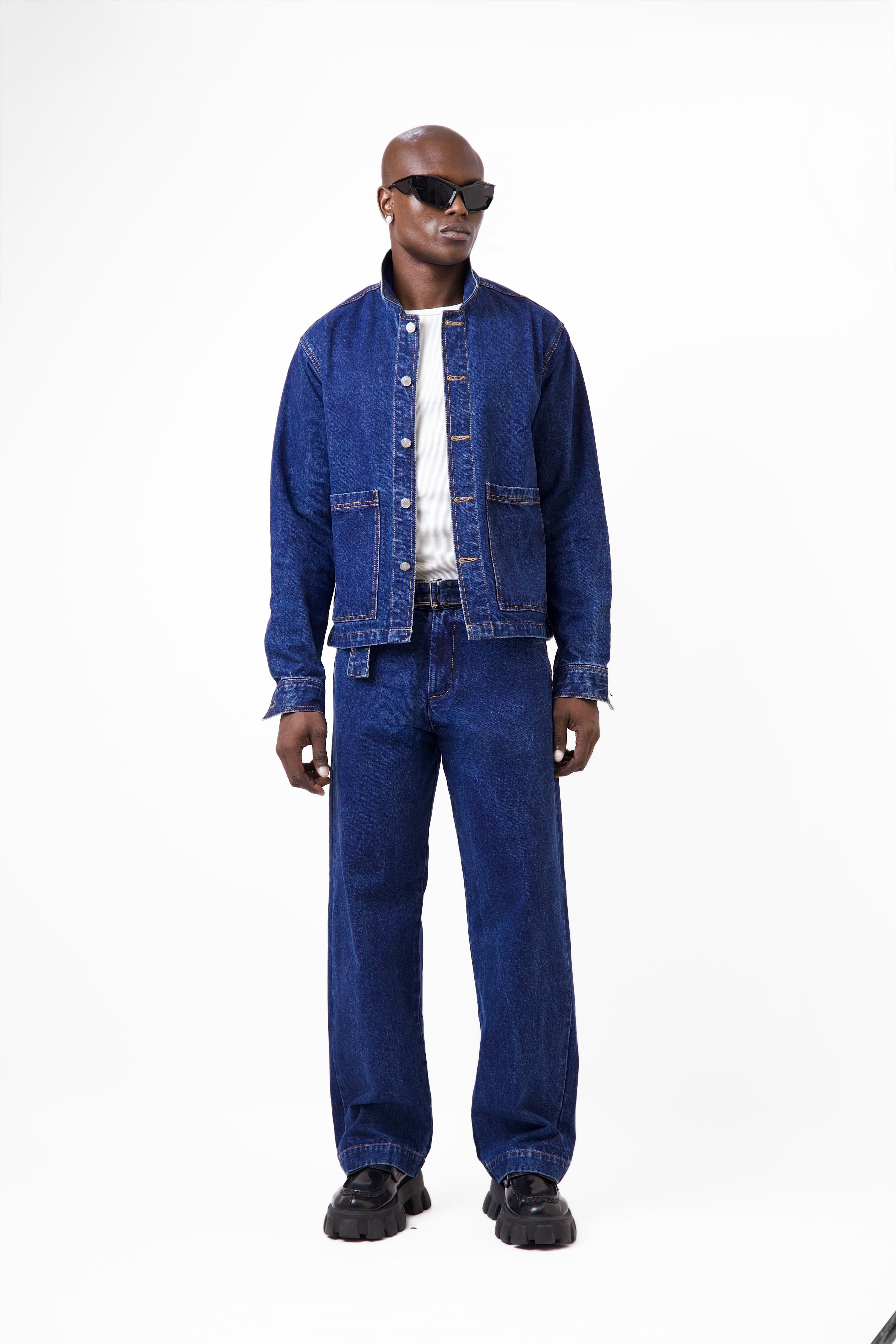 Callie Oxford Tailored Baggy Denim Trouser With Belt-5