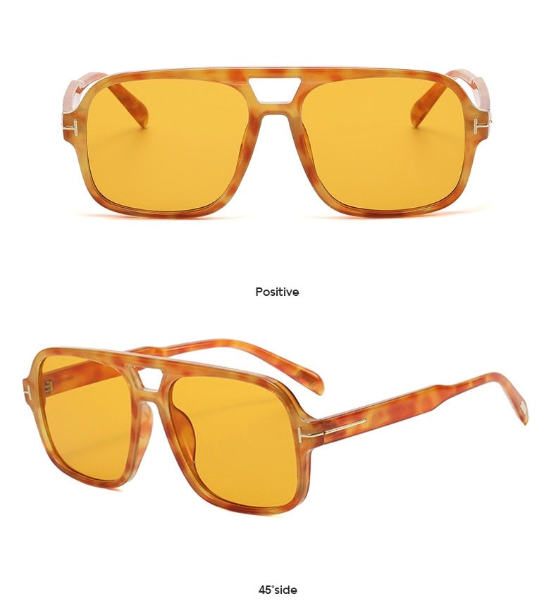 Amari Unisex Glasses - Brown Hawksbill/Yellow-2