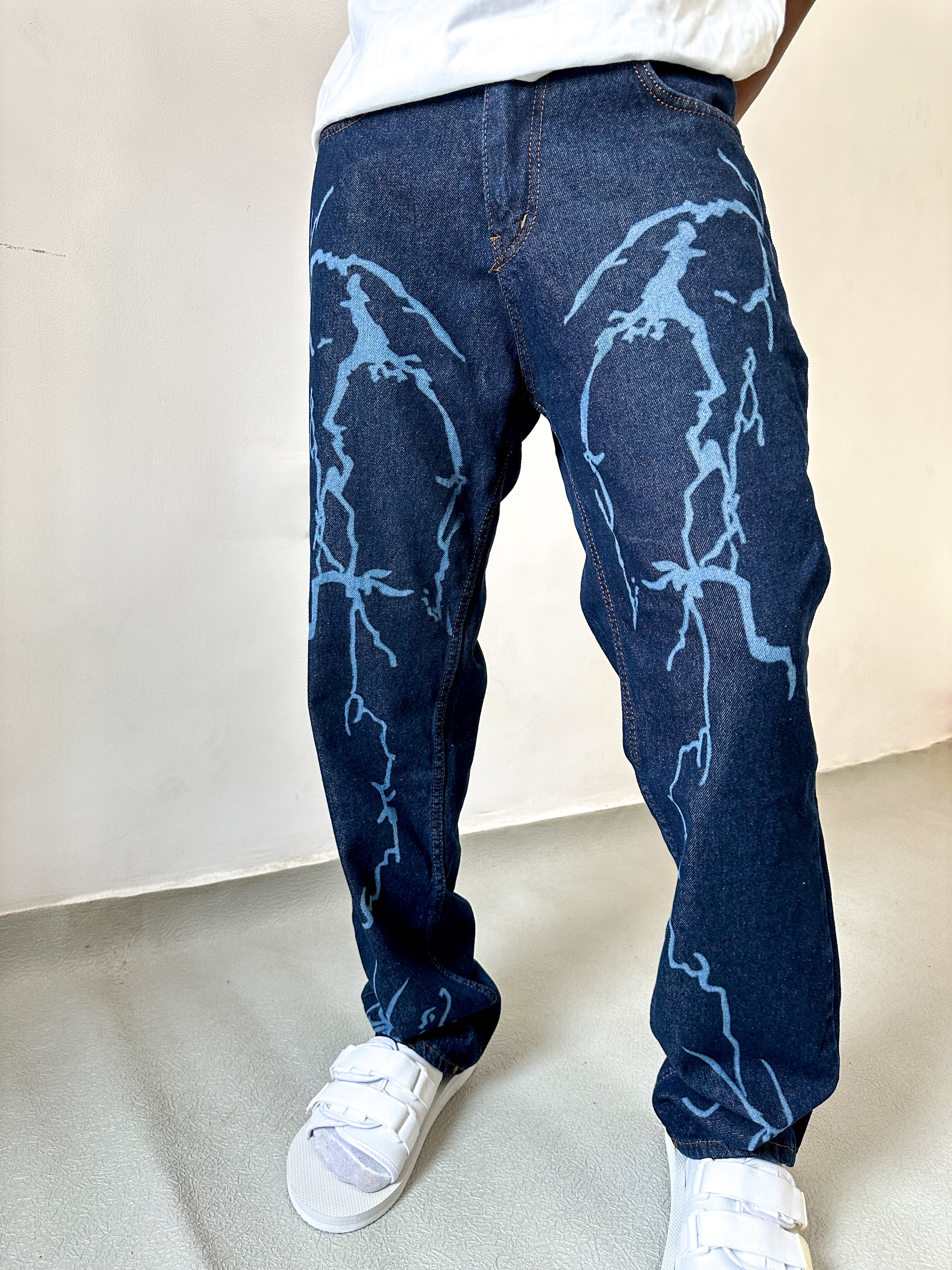 Cedric Lightning Relaxed Baggy Jeans-6