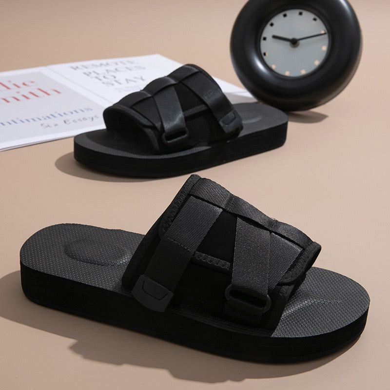 Arthur Unisex Velcro Slides - Black
