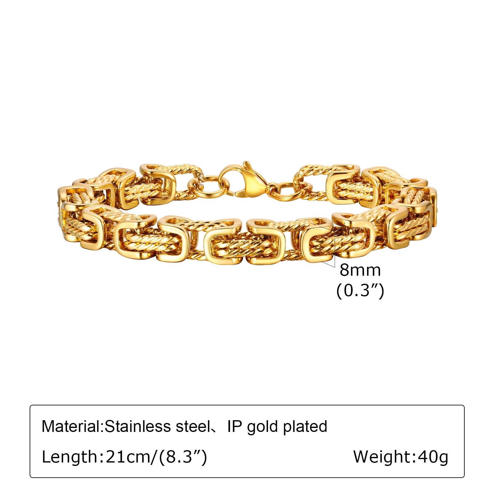 Calida Titanium Steel Link Bracelet - Gold