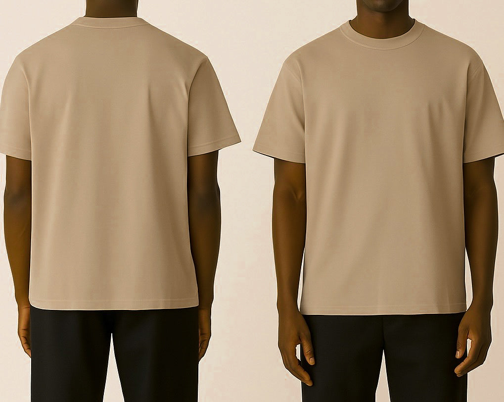 Claire 310GSM Medium-Weight Double-Yarn Blank Tshirt (Premium Quality) - Earth Sand/Carton