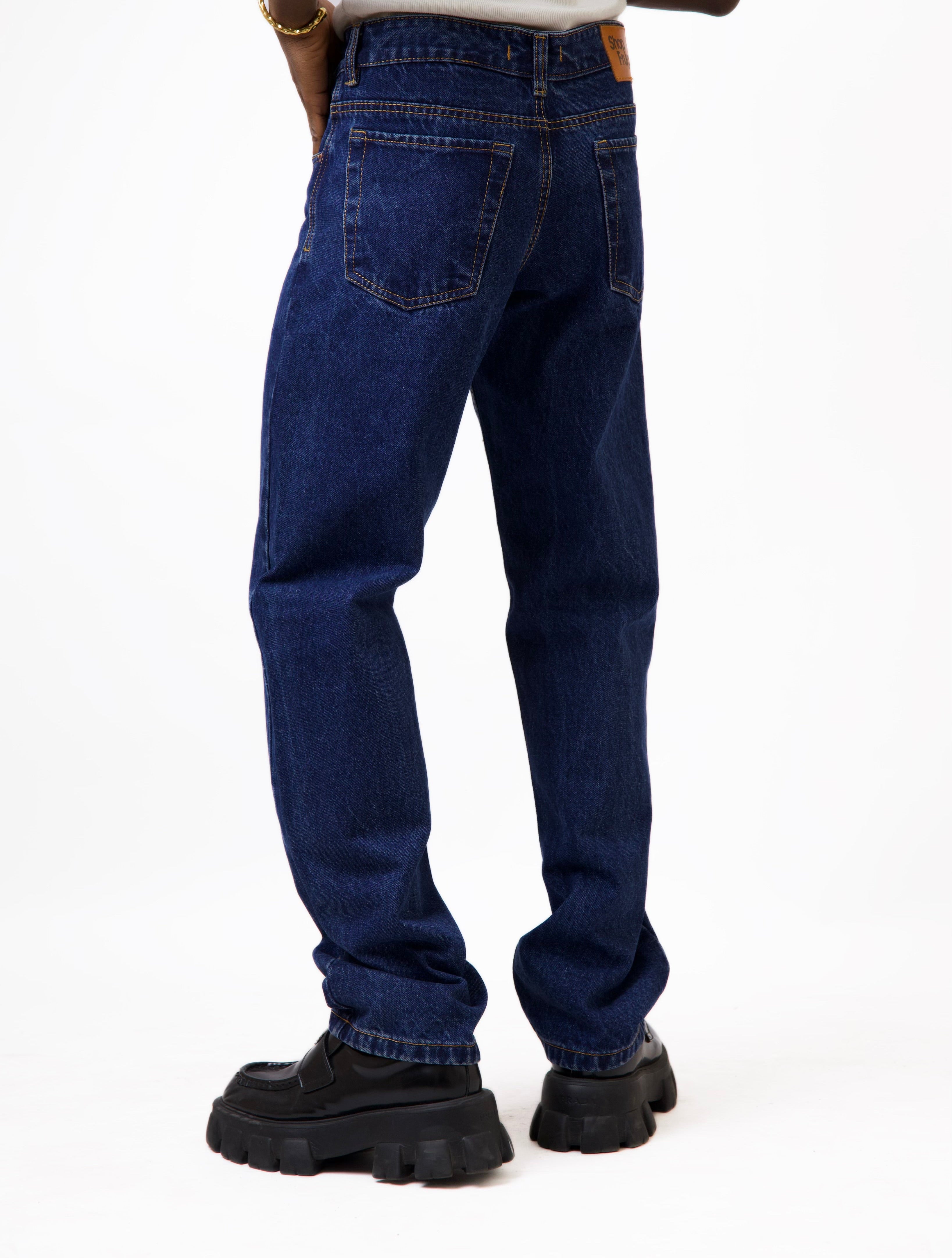 Cai Relaxed Straight Cut Jeans - Dark Wash-3