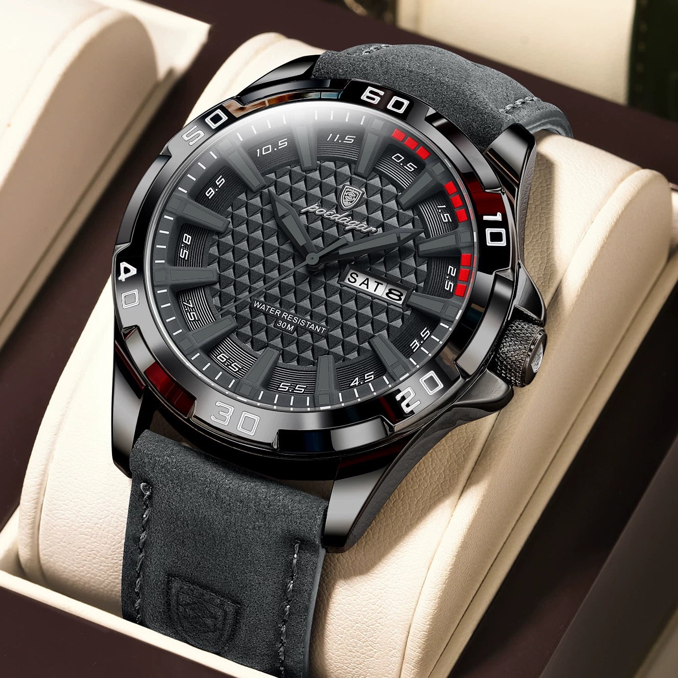 Andrea Leather Strap Wristwatch - Grey