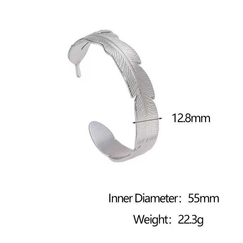Celia Leaf 18K Titanium Stainless Steel Bracelet - Silver-5
