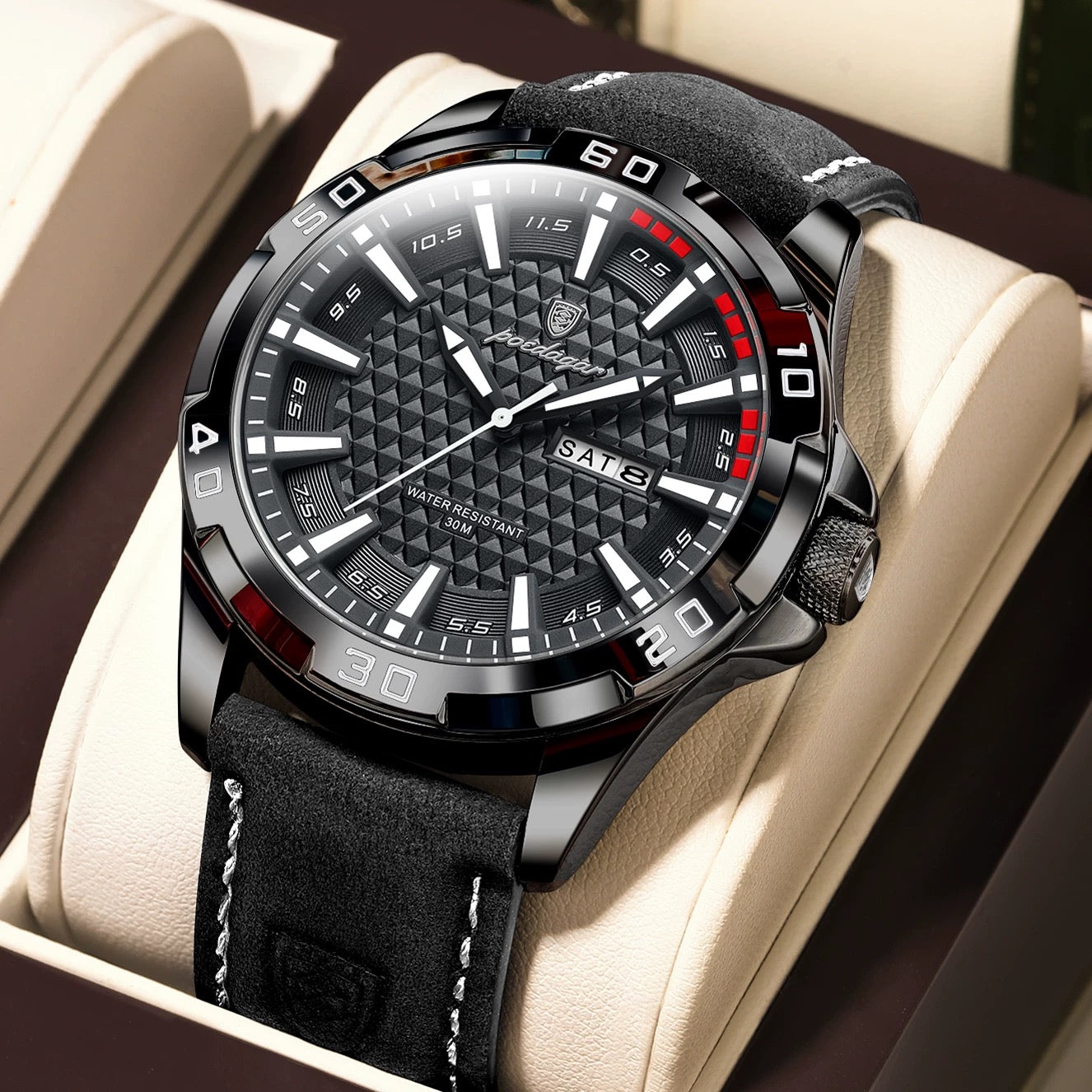 Andrea Leather Strap Wristwatch - Black