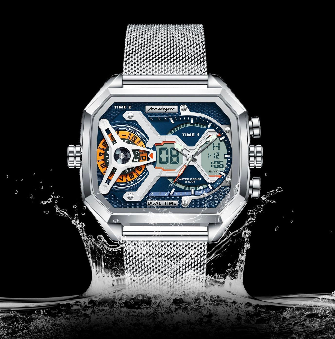 Amir Chronograph Stainless Steel Wristwatch - Black