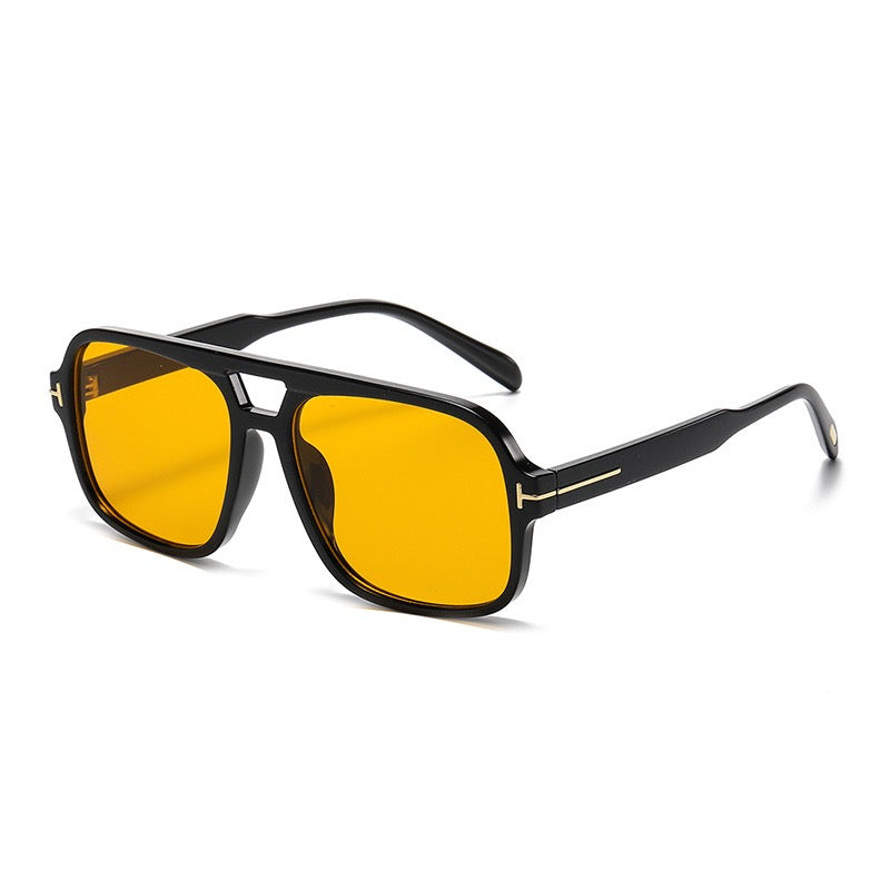 Amari Unisex Glasses - Black/Golden Yellow