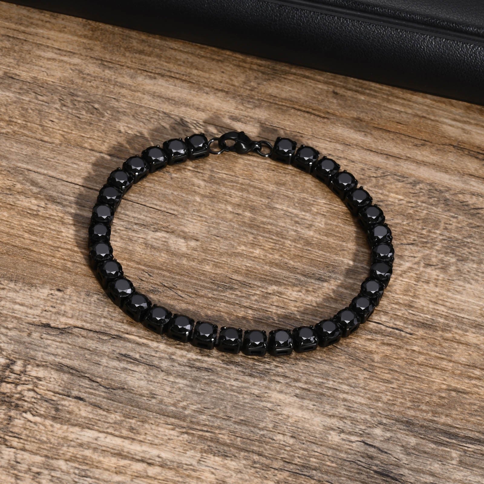 Charles Zirconia Titanium Steel Link Bracelet - Black