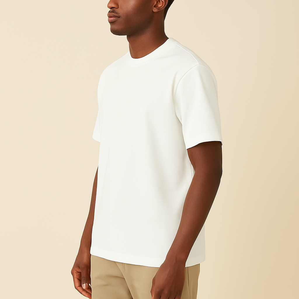 Claire 310GSM Medium-Weight Double-Yarn Blank Tshirt (Premium Quality) - White-3