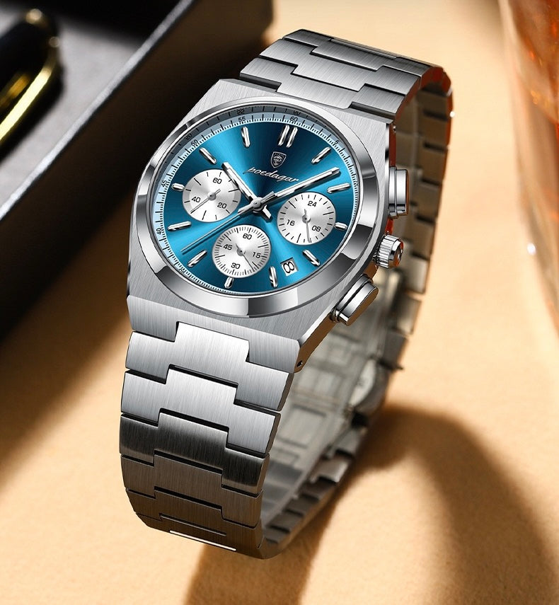 Anthony 2.0 Chronograph Stainless Wristwatch - Silver/Blue/White-6