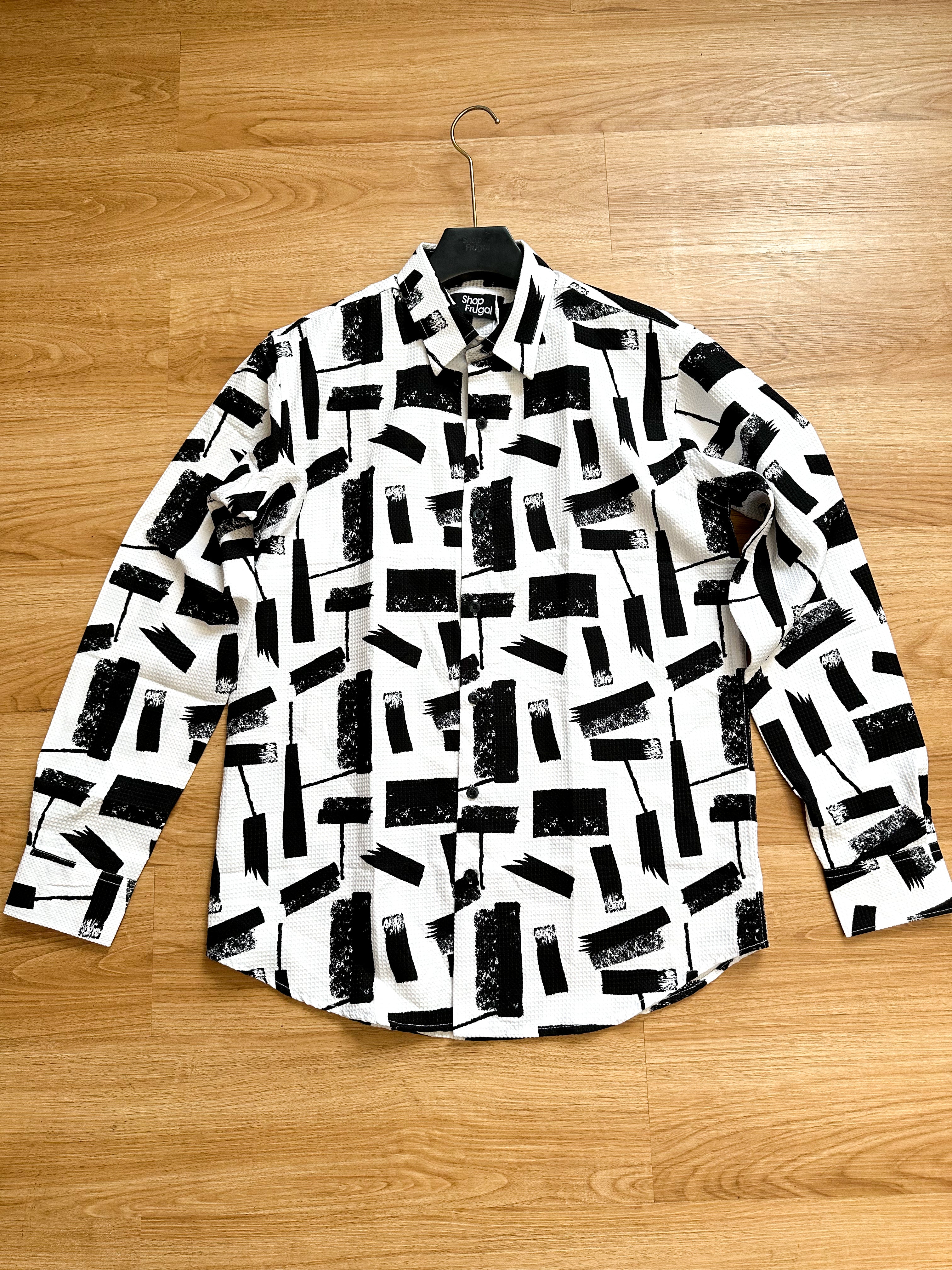 Cauis Stroke Waffle Print Longsleeve Shirt - White
