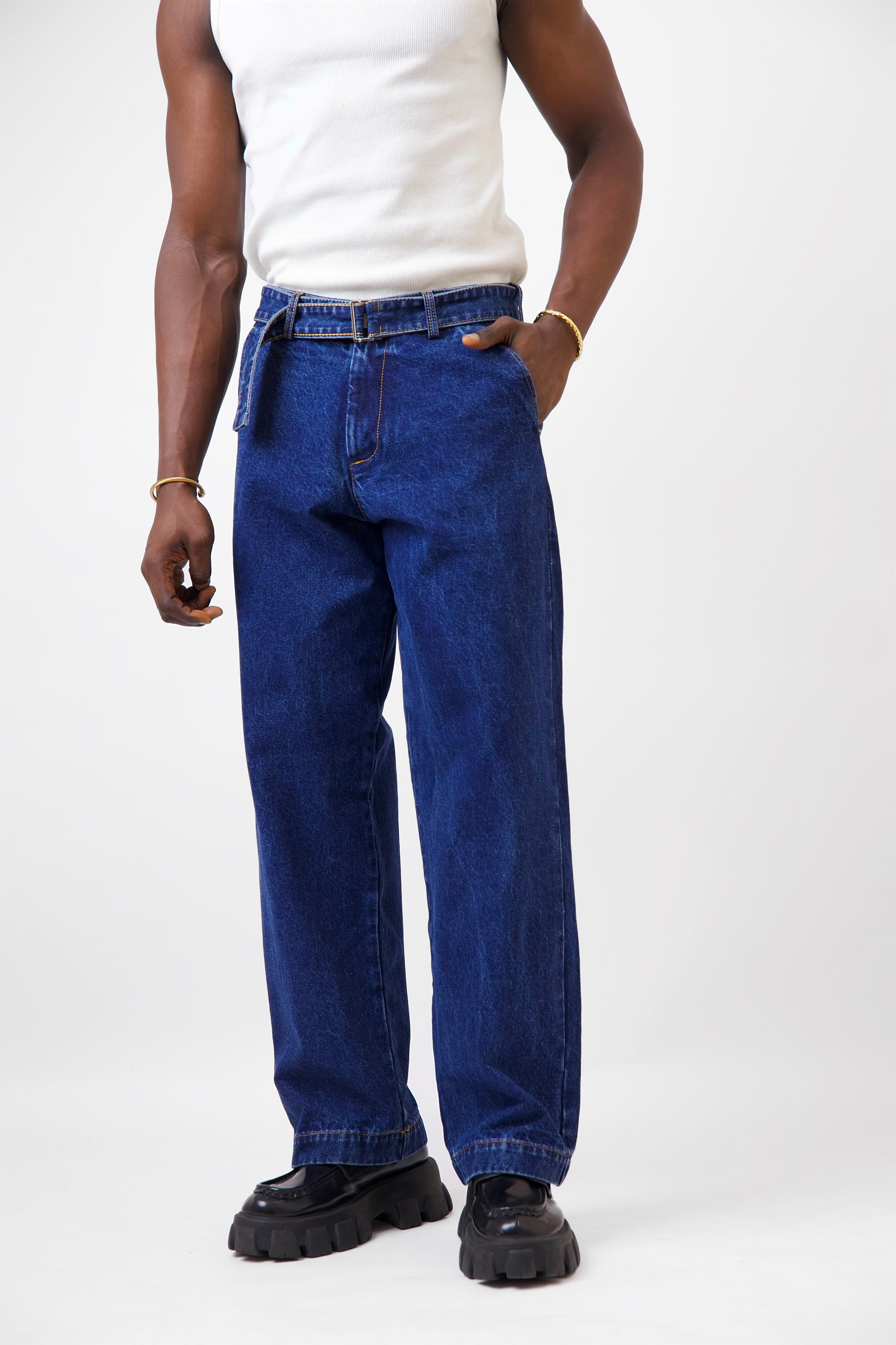 Callie Oxford Tailored Baggy Denim Trouser With Belt-8