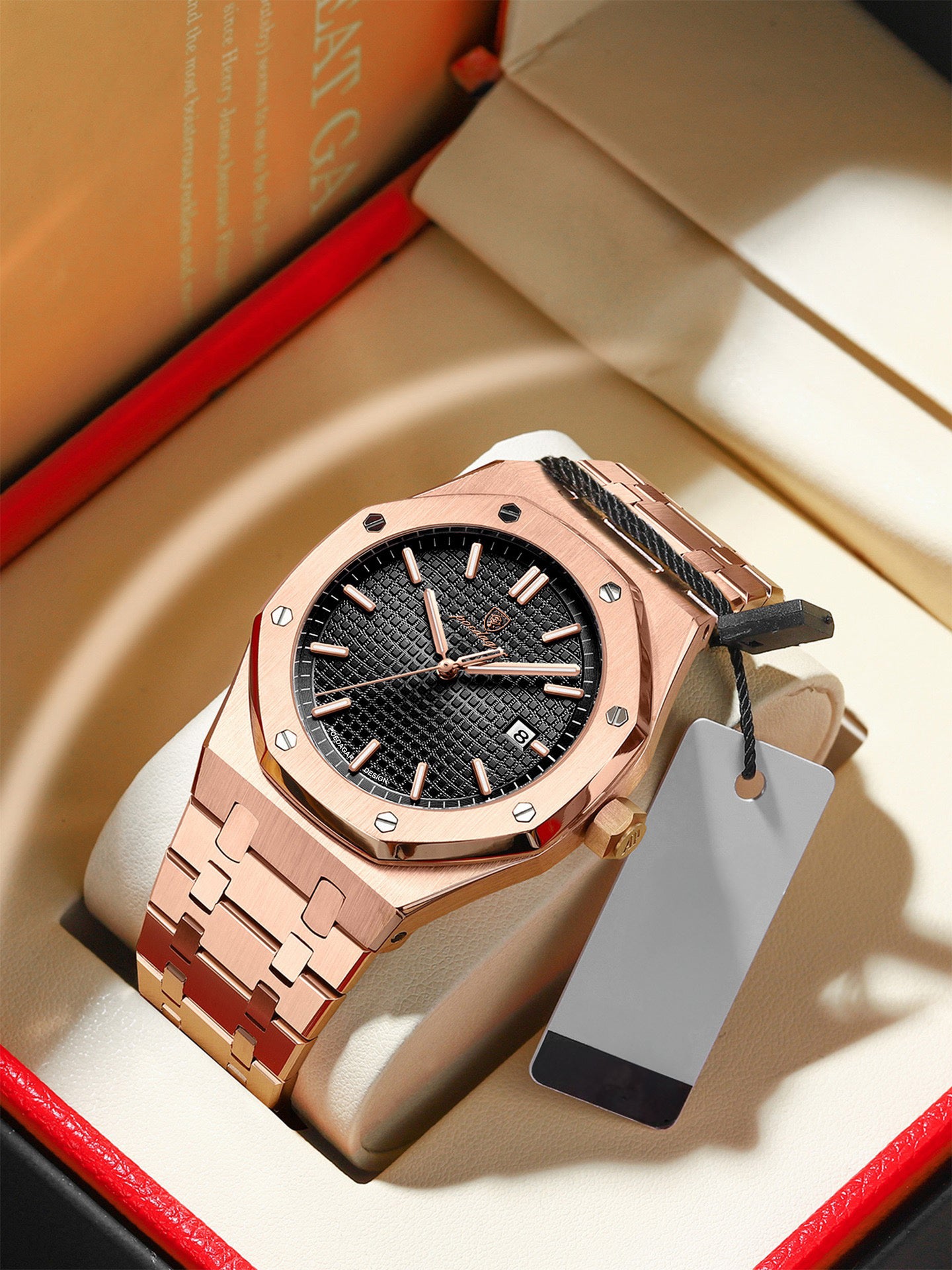 Adeline Stainless Wristwatch - Rose Gold/Black-1
