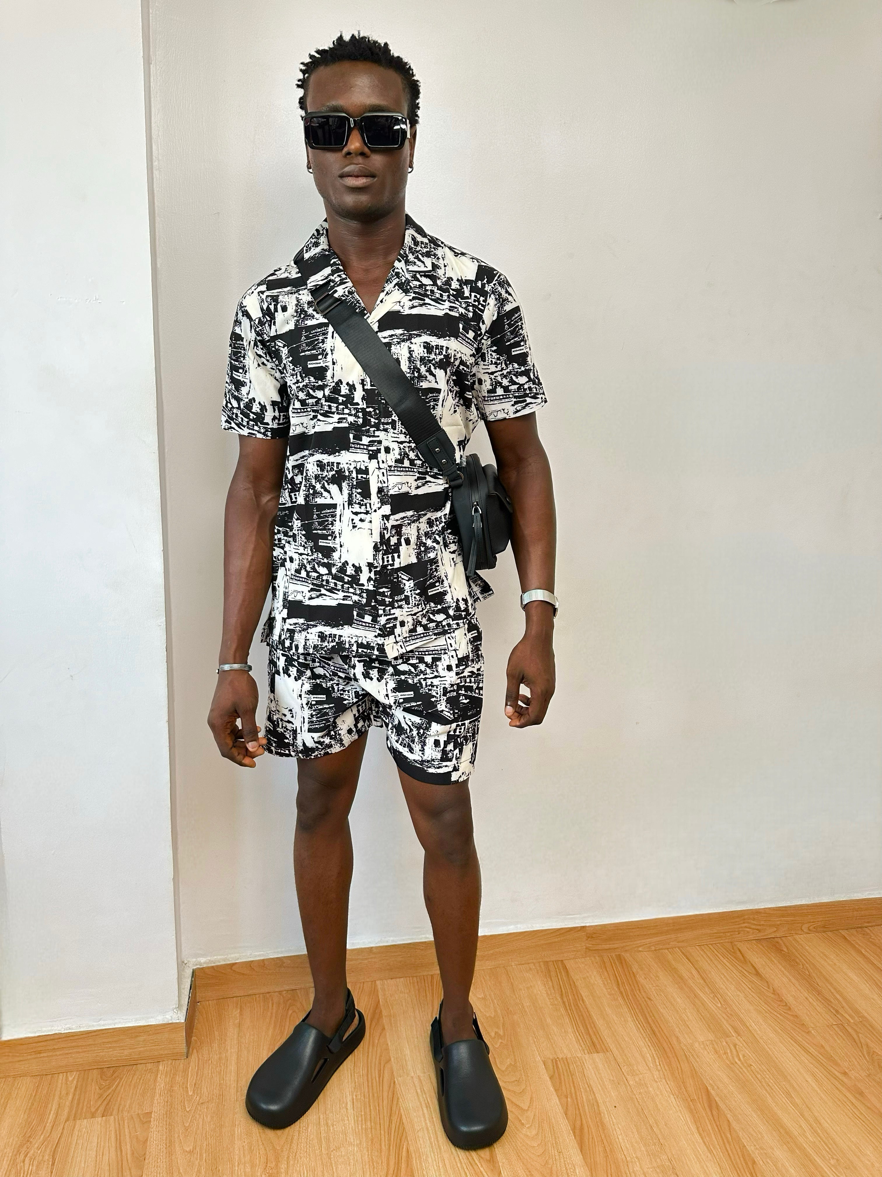 Cara Relaxed Abstract Print Two-Piece Set (Cuban Shirt & Short)-3