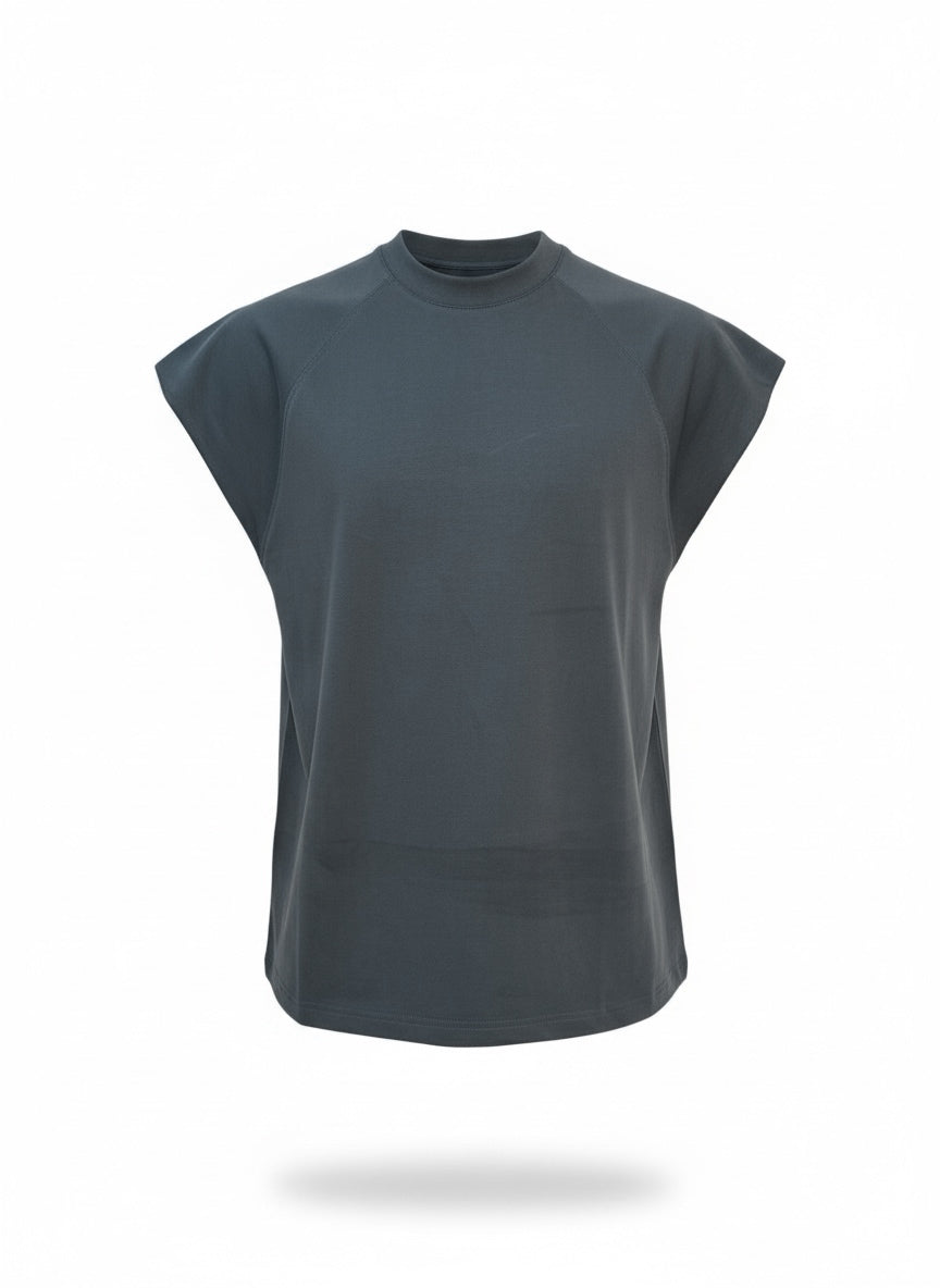 Callie 2.0 310GSM Raglan Raw-Hem Tank Top (Premium Quality) - Grey-4