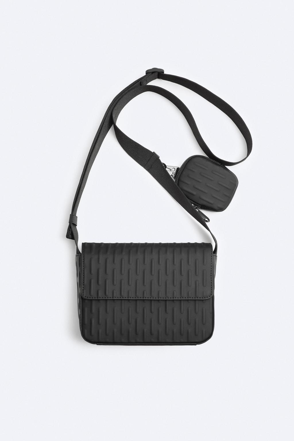 Amir Embossed Crossbody Bag - Black