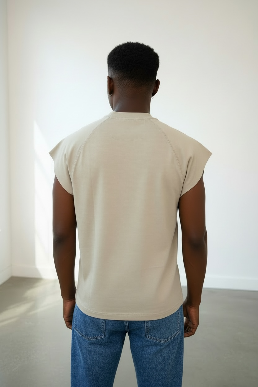 Callie 2.0 310GSM Raglan Raw-Hem Tank Top (Premium Quality) - Matcha Grey
