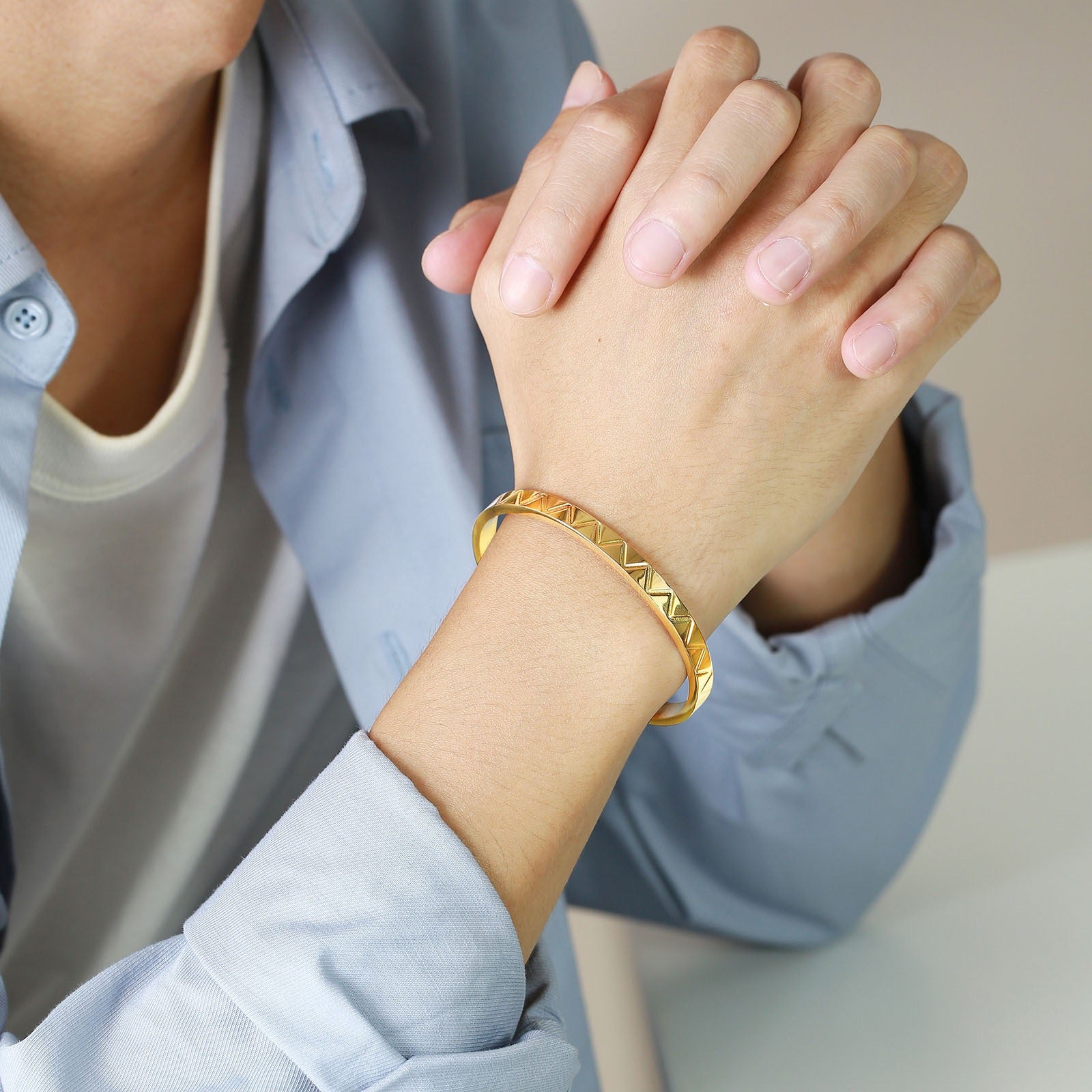 Cairo Wave Titanium Steel Bracelet - Gold-14